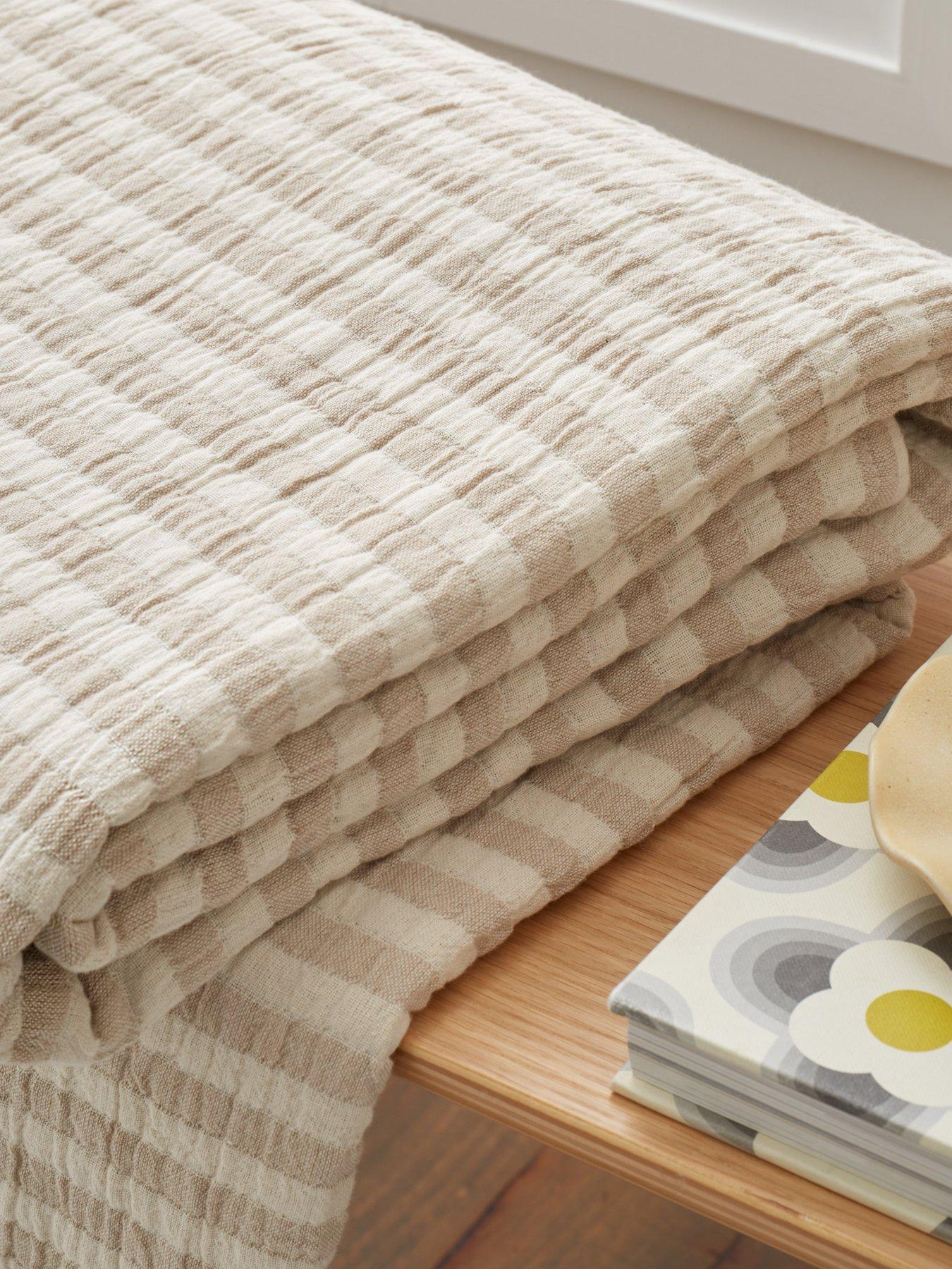 Image 4 of 4 of Bianca Fine Linens Cotton Mulsin Stripe 100% Cotton Throw