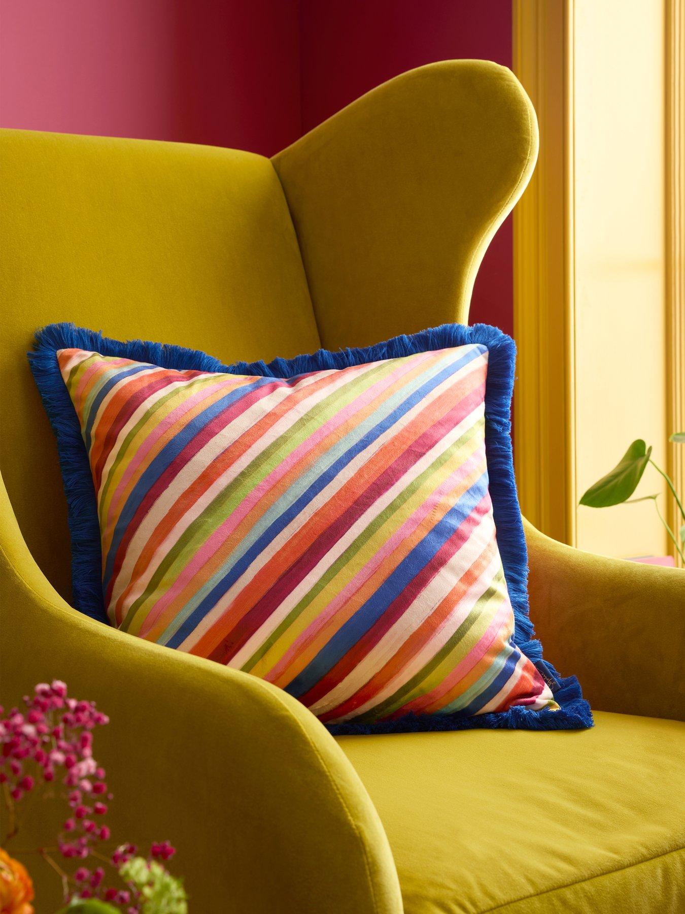 Sophie Robinson Darling Diagonal Stripe Feather Filled Cushion
