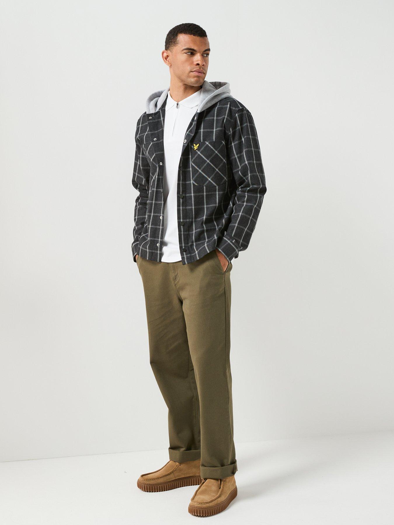 Image 3 of 6 of Lyle & Scott Mens Broad Windowpane Check Hooded Overshirt - Black