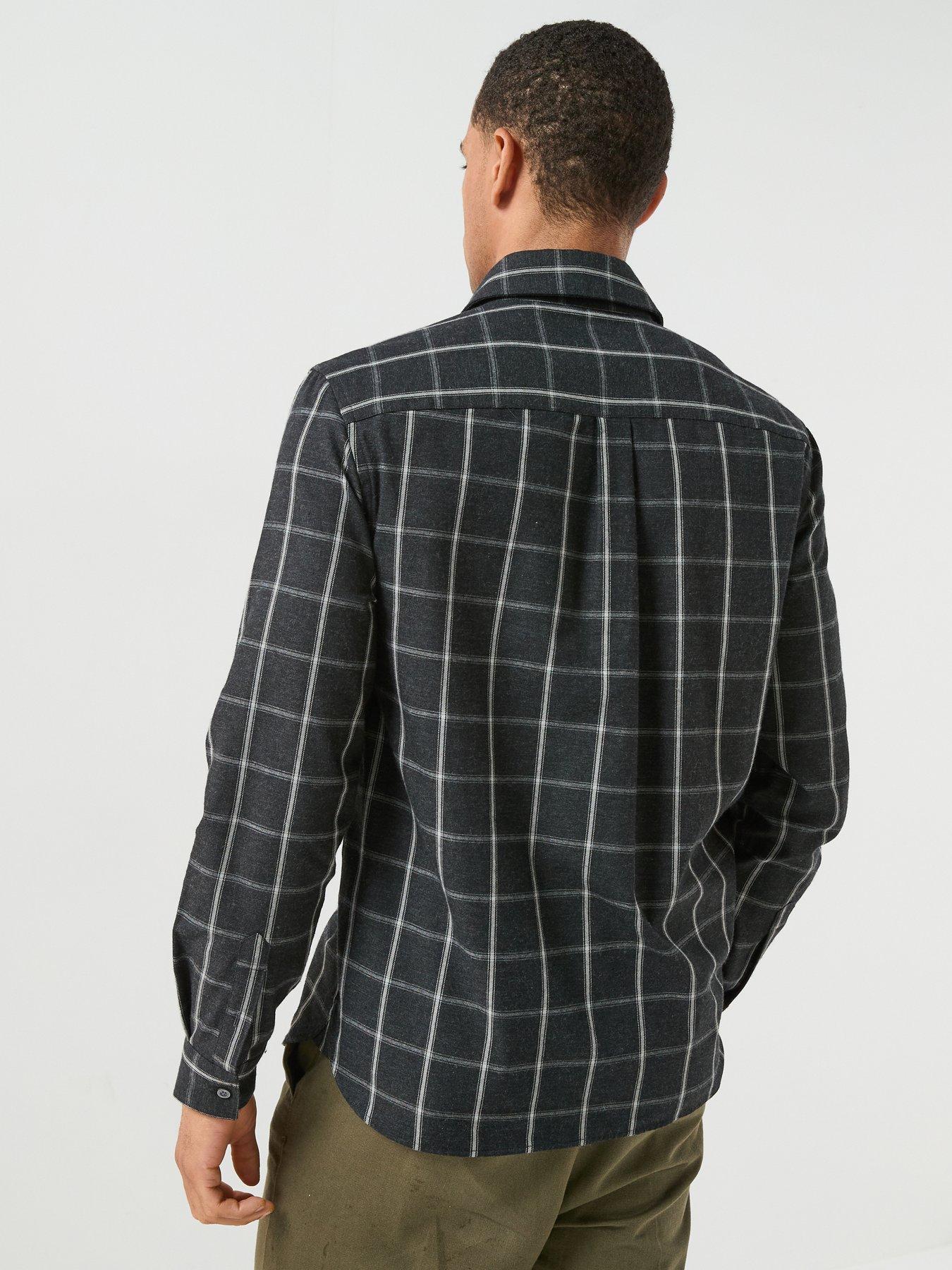 Image 2 of 6 of Lyle & Scott Mens Broad Windowpane Check Relaxed Fit Cotton Shirt - Black