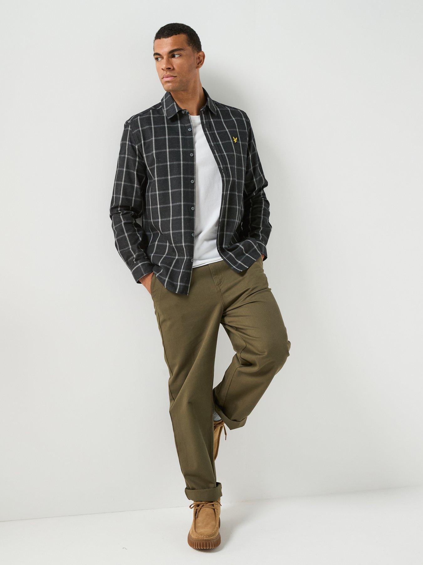 Image 3 of 6 of Lyle & Scott Mens Broad Windowpane Check Relaxed Fit Cotton Shirt - Black