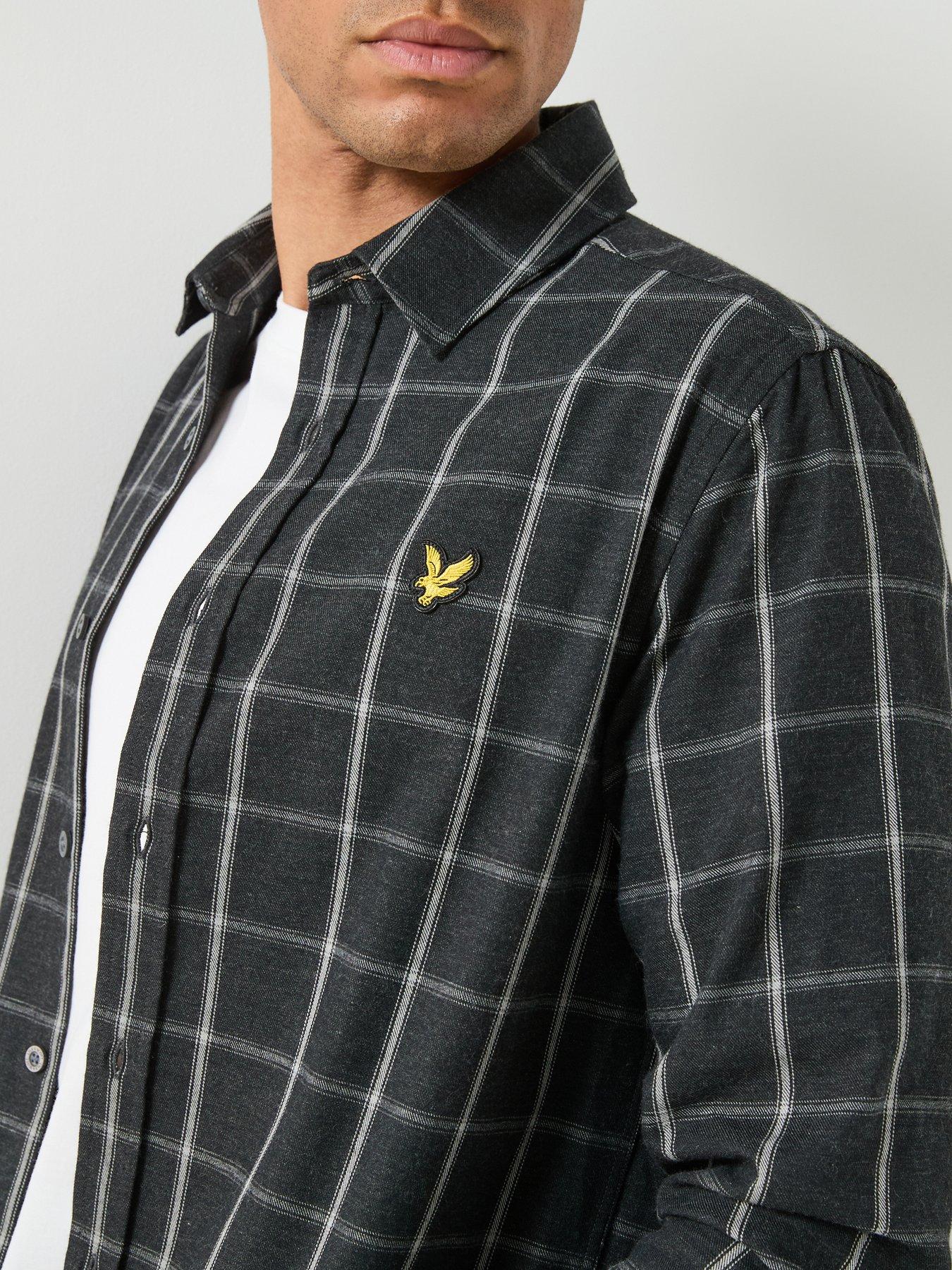 Image 5 of 6 of Lyle & Scott Mens Broad Windowpane Check Relaxed Fit Cotton Shirt - Black