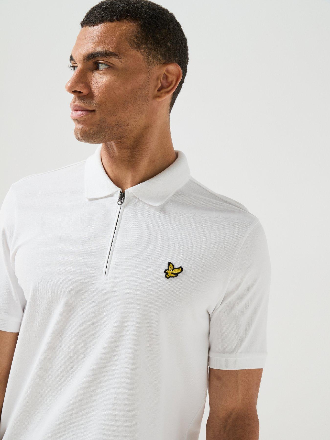 Image 4 of 6 of Lyle & Scott Lyle &amp; Scott Quarter Zip Polo Shirt - White