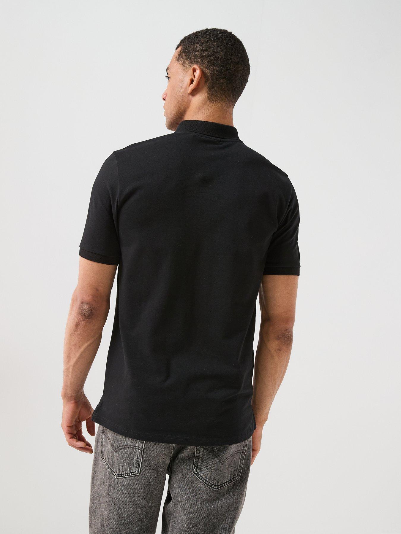 Image 2 of 6 of Lyle & Scott Mens Quarter Zip Cotton-Stretch Polo Shirt - Black