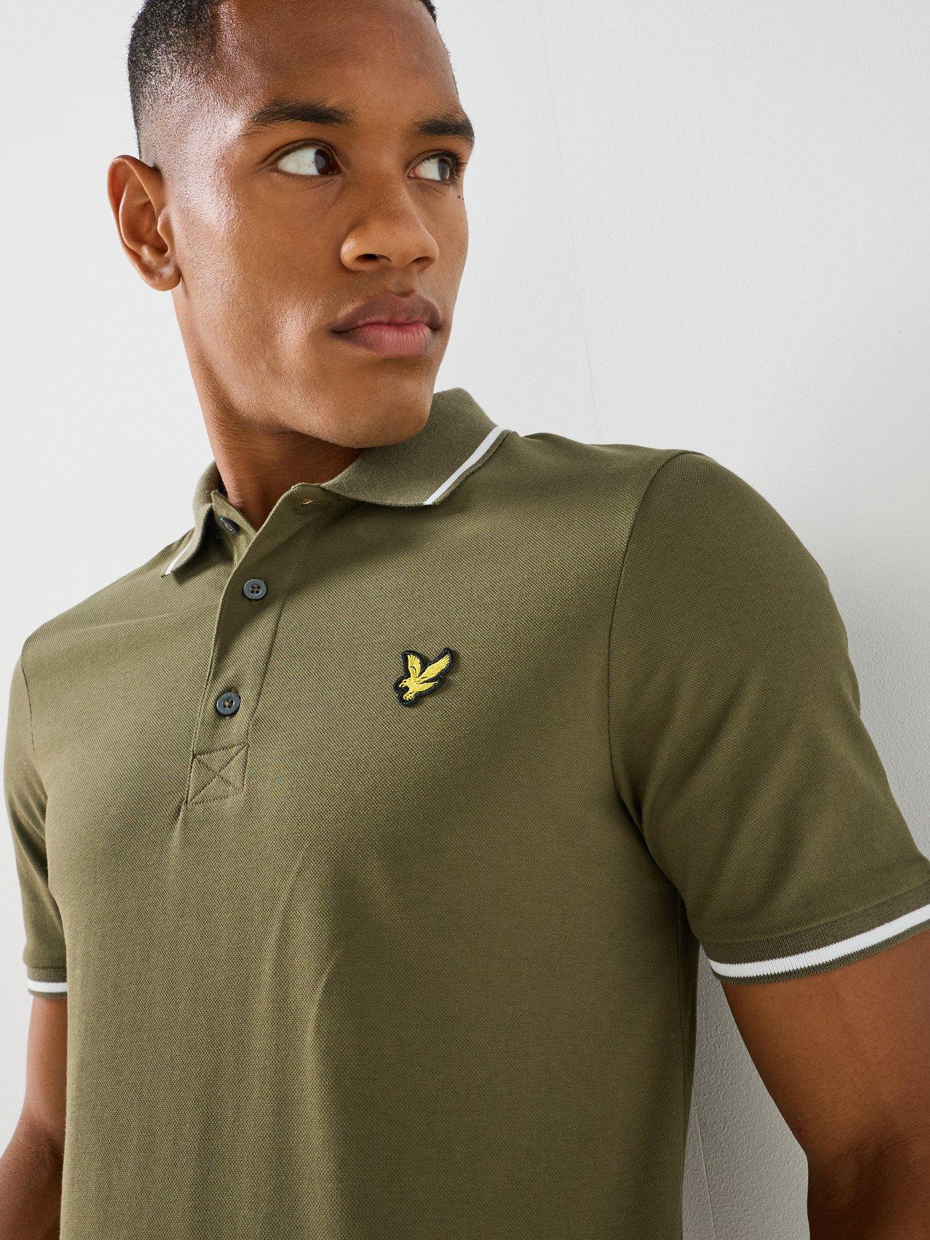 Image 4 of 6 of Lyle & Scott Men's Tipped Polo Shirt with Eagle Logo Detail - Khaki Green