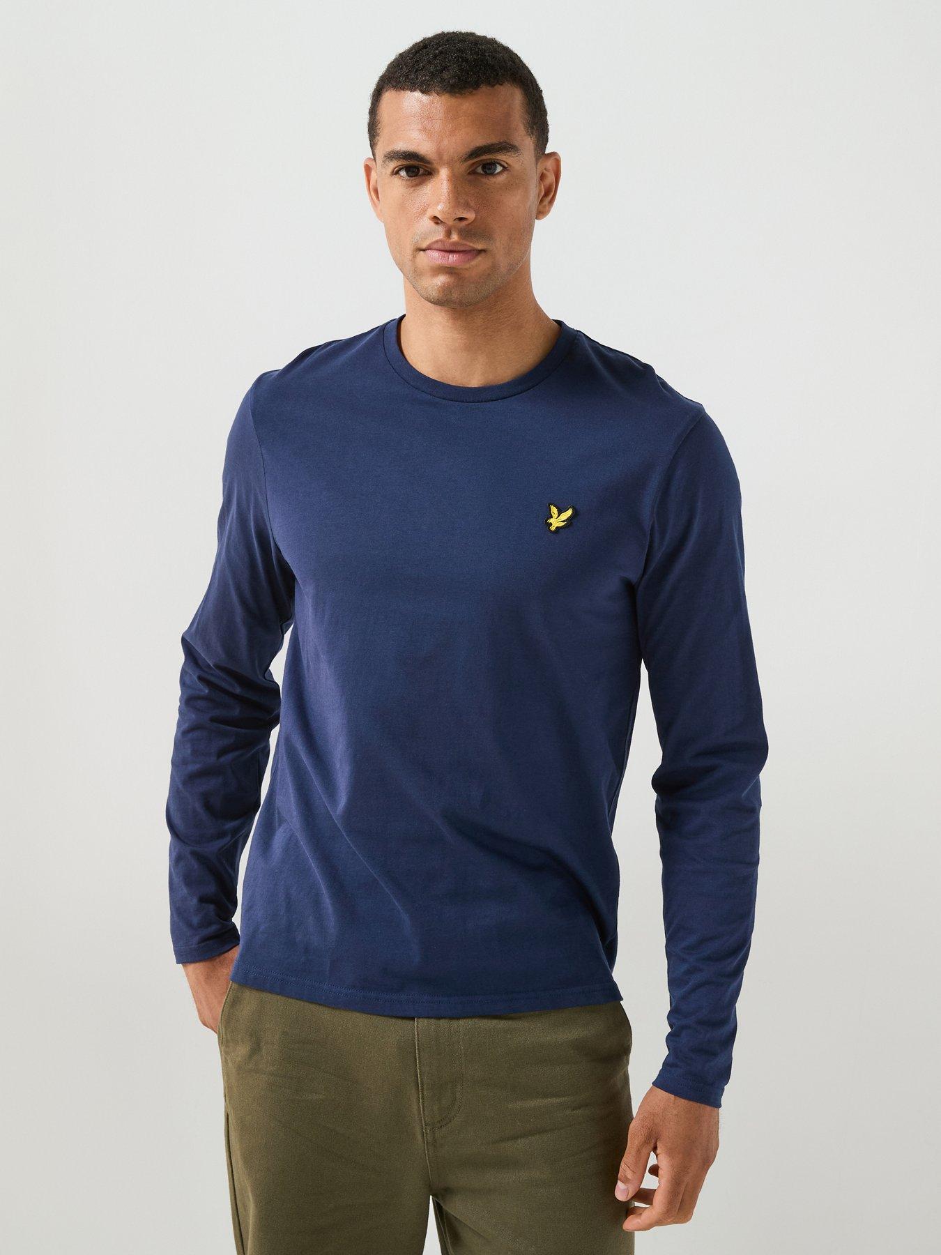 Image 1 of 6 of Lyle & Scott Lyle &amp; Scott Plain Long Sleeve T-shirt - Navy