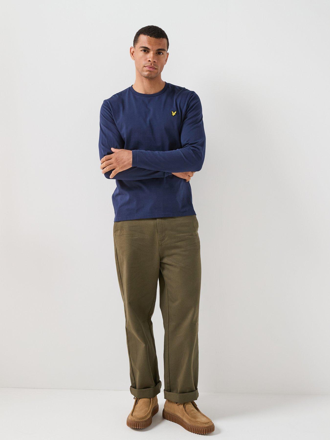 Image 3 of 6 of Lyle & Scott Lyle &amp; Scott Plain Long Sleeve T-shirt - Navy