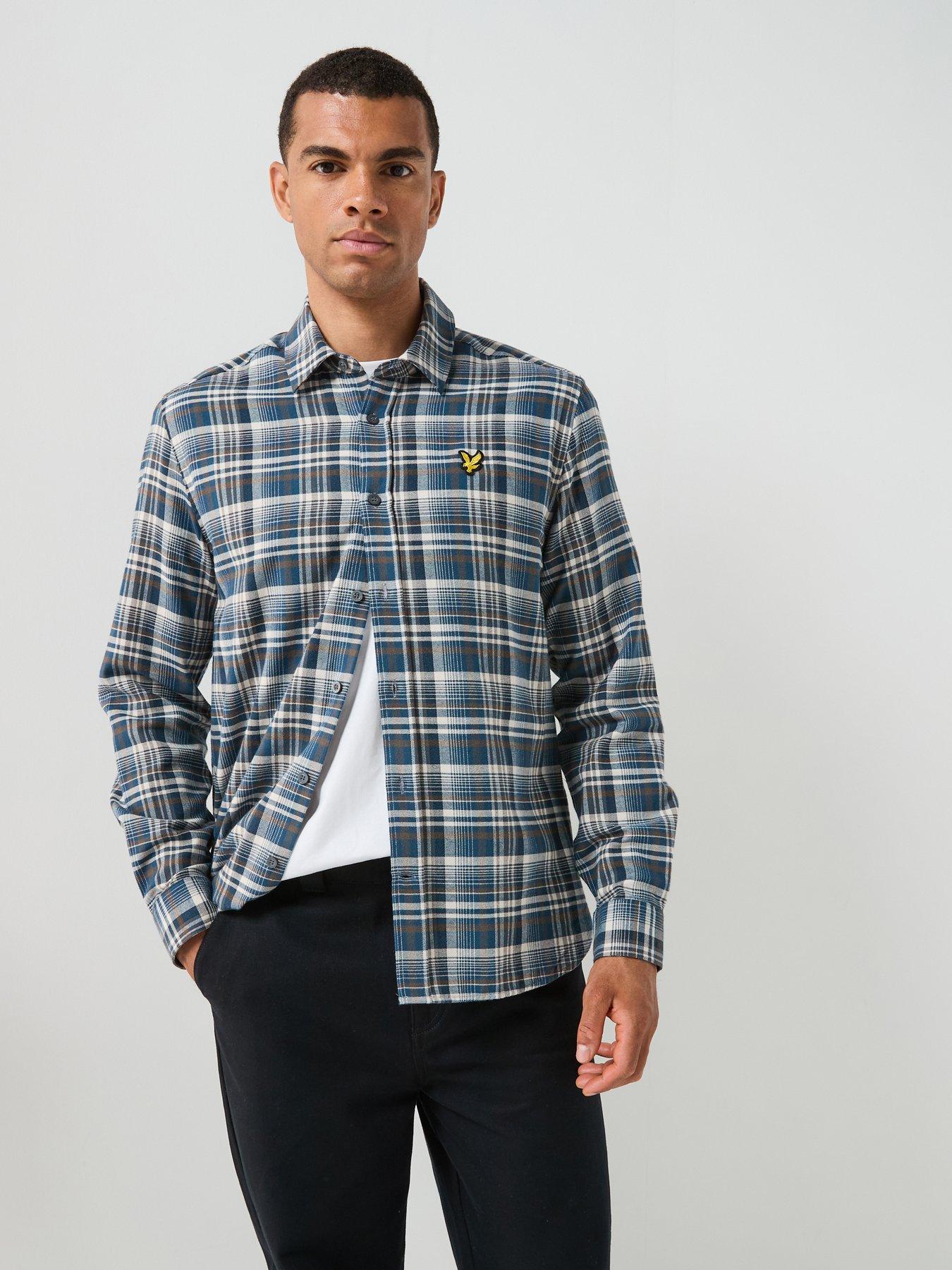 Image 1 of 6 of Lyle & Scott Offset Check Shirt - Blue