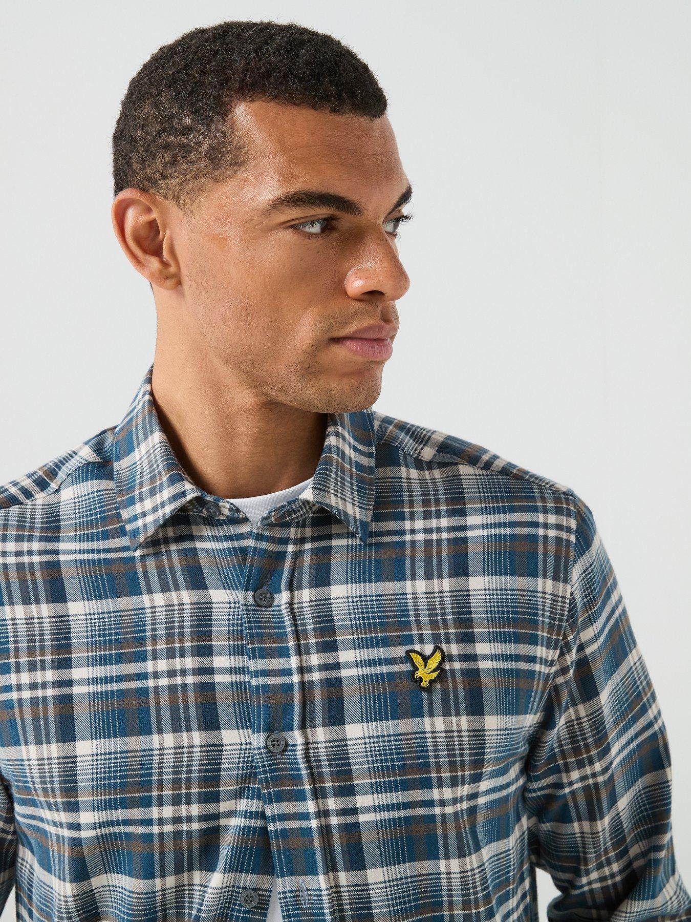 Image 4 of 6 of Lyle & Scott Offset Check Shirt - Blue