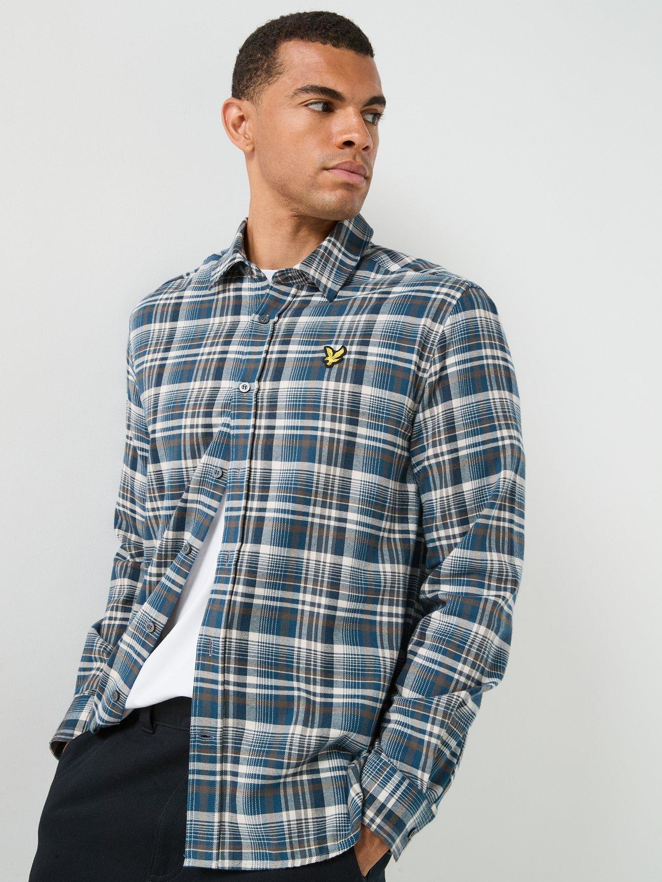 Image 5 of 6 of Lyle & Scott Offset Check Shirt - Blue
