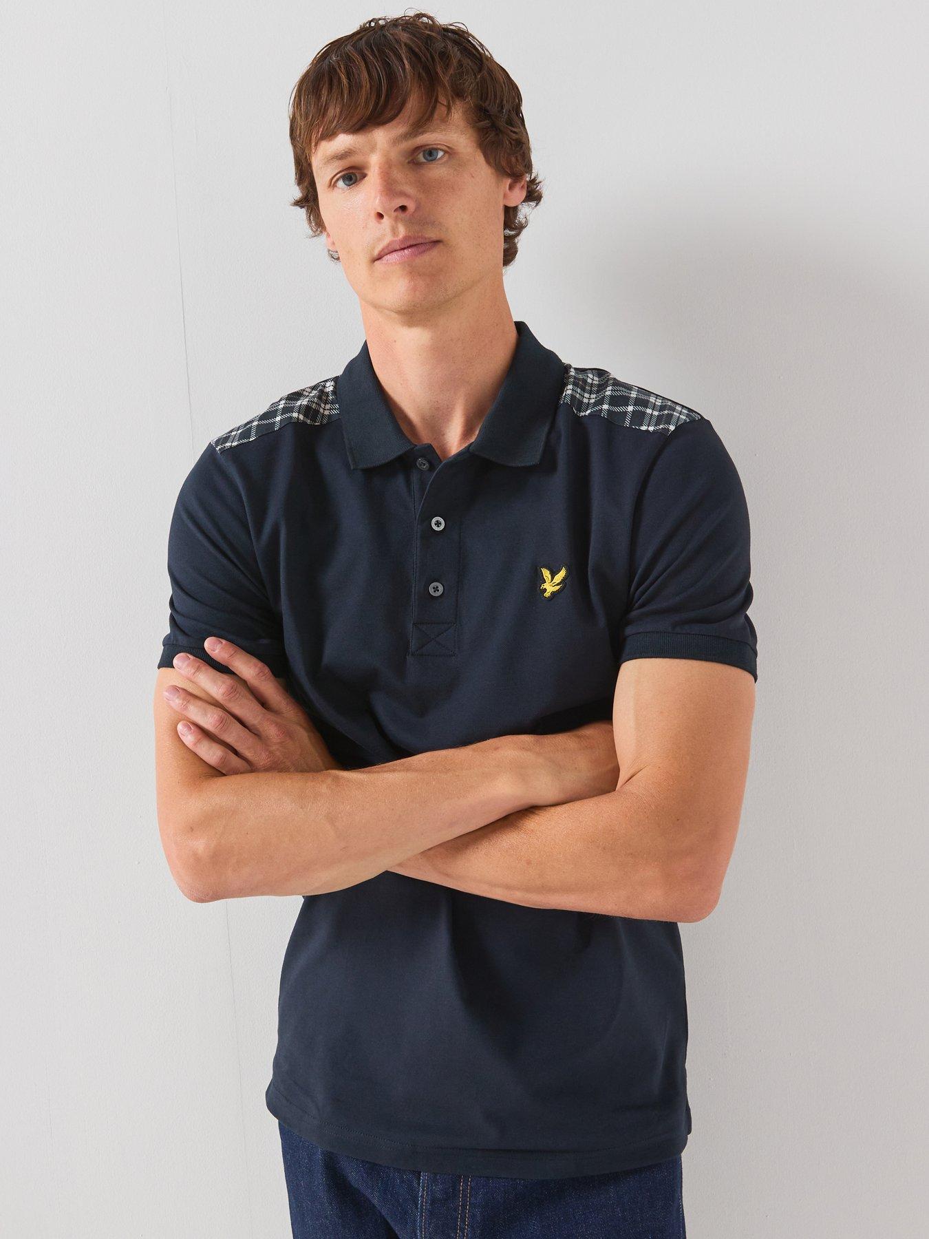Lyle & Scott Lyle  &  Scott Check Panelled Polo Shirt - Navy