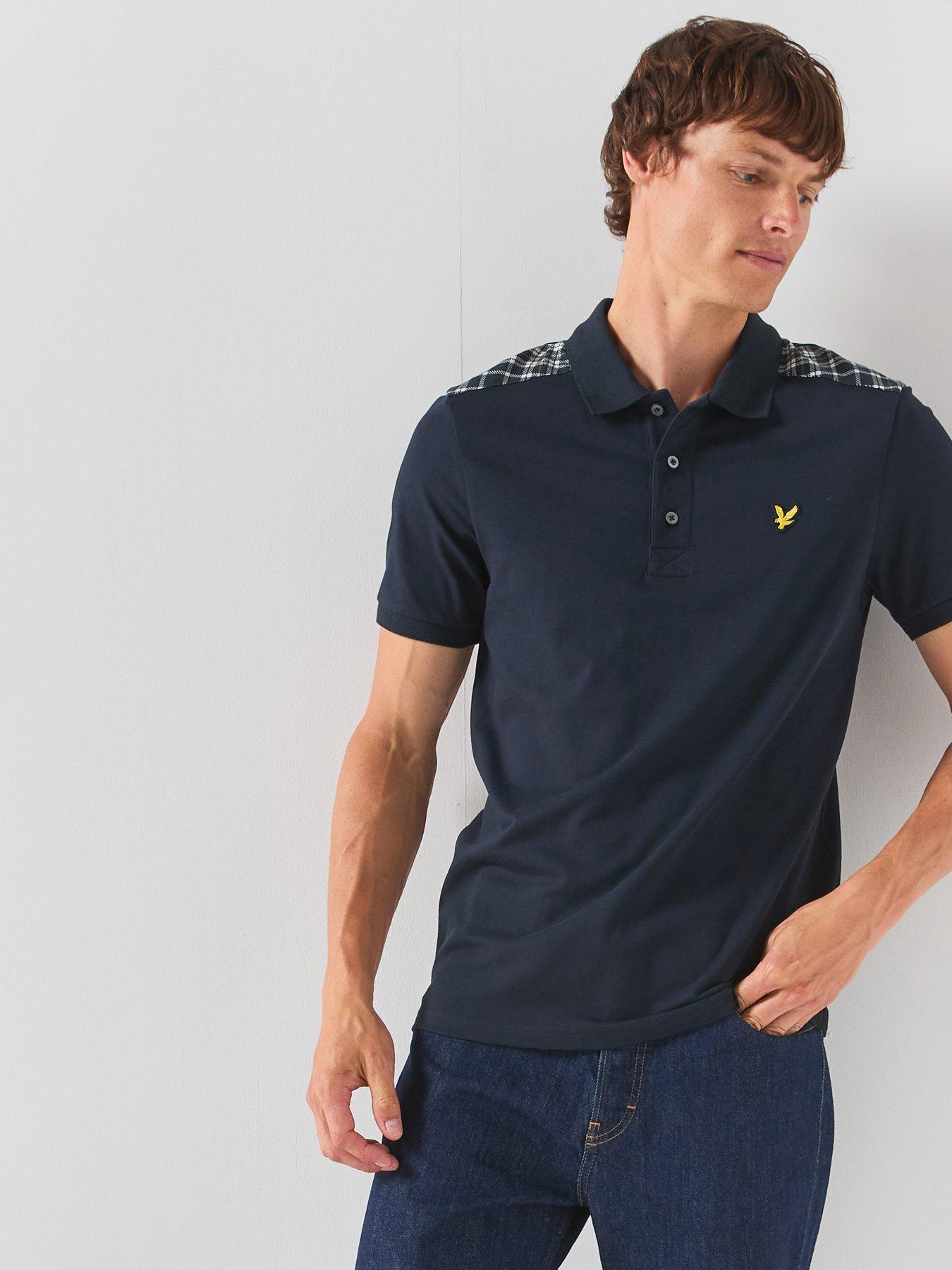 Image 3 of 6 of Lyle & Scott Lyle &amp; Scott Check Panelled Polo Shirt - Navy