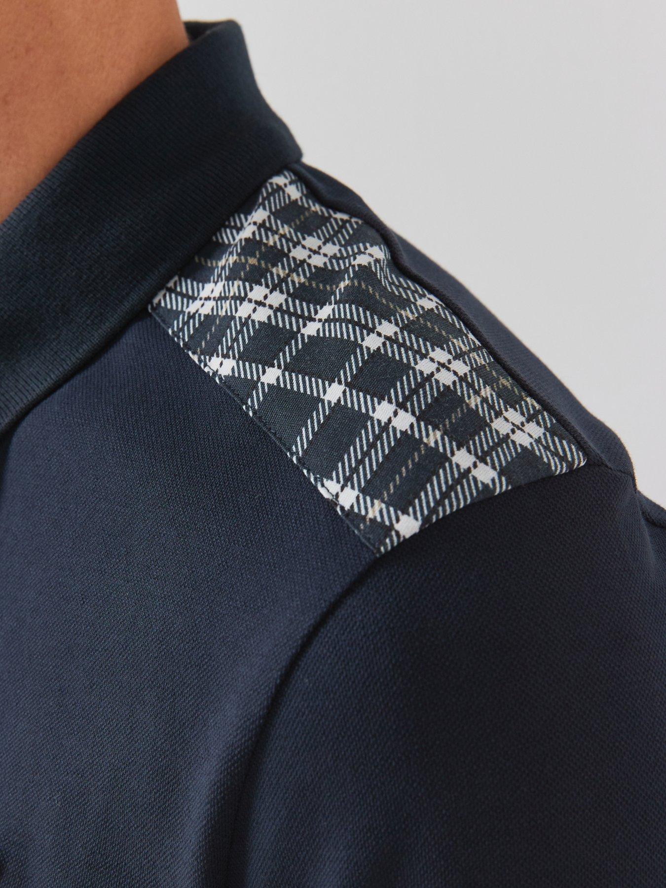Image 4 of 6 of Lyle & Scott Lyle &amp; Scott Check Panelled Polo Shirt - Navy