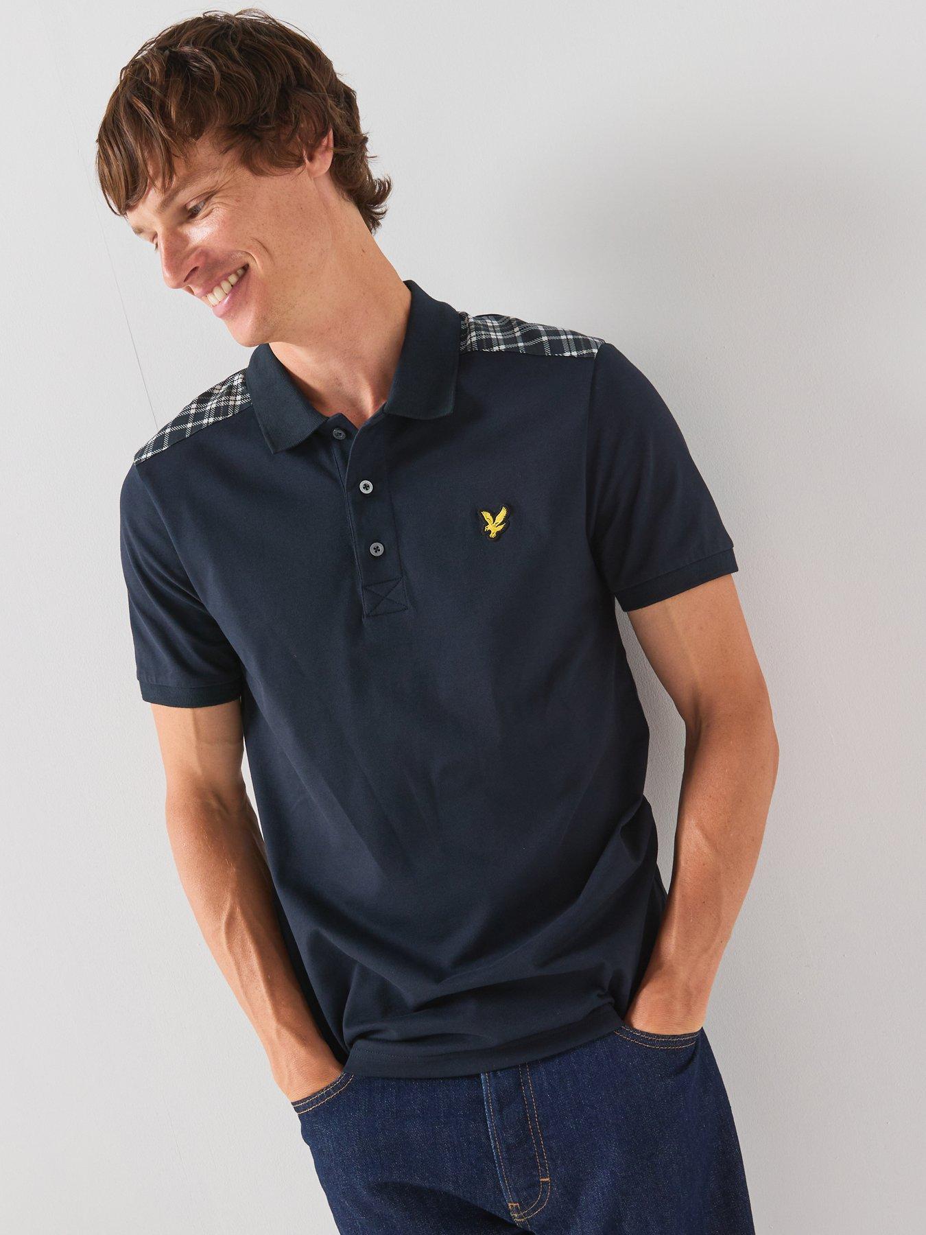 Image 5 of 6 of Lyle & Scott Lyle &amp; Scott Check Panelled Polo Shirt - Navy
