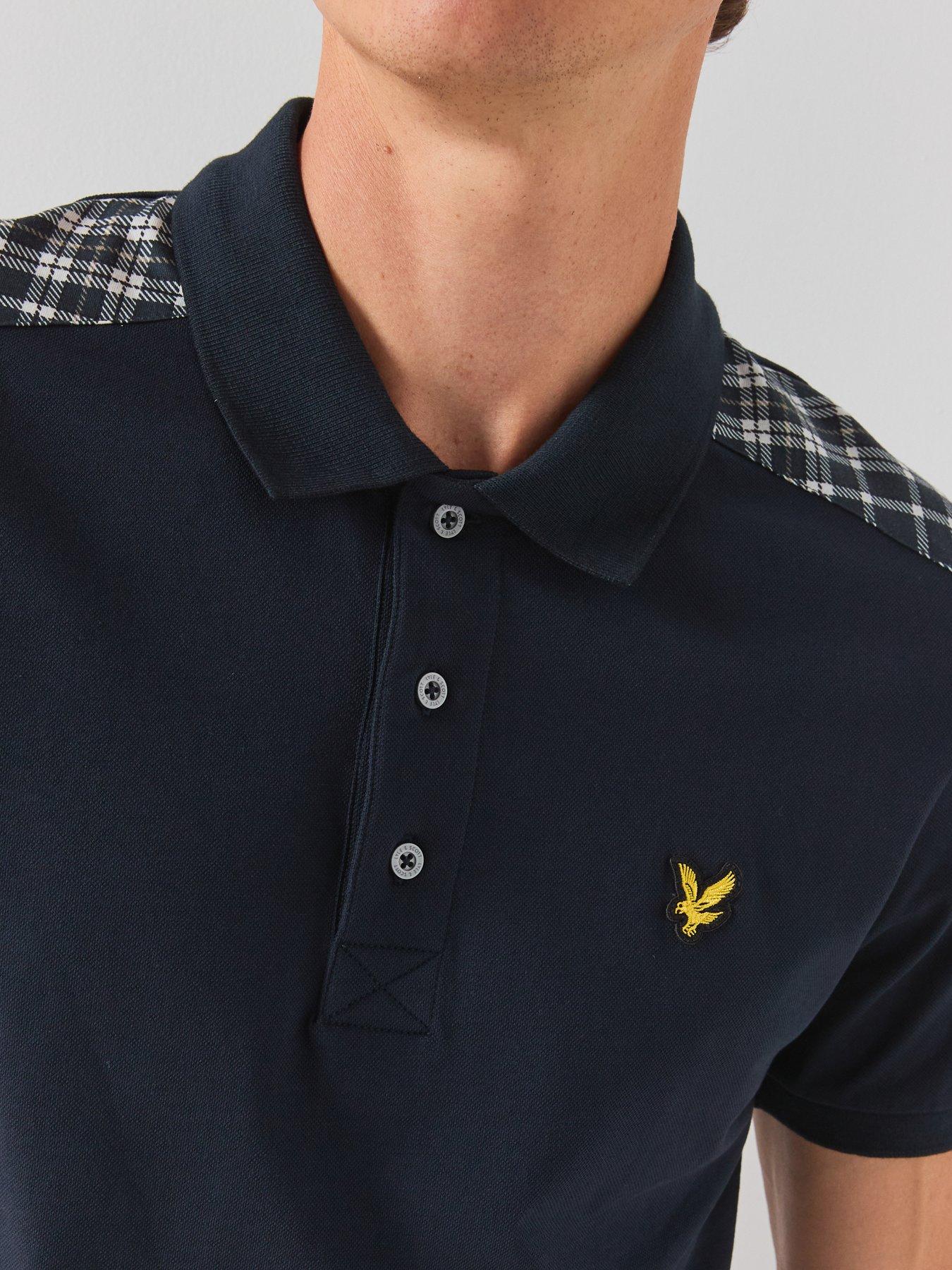 Image 6 of 6 of Lyle & Scott Lyle &amp; Scott Check Panelled Polo Shirt - Navy