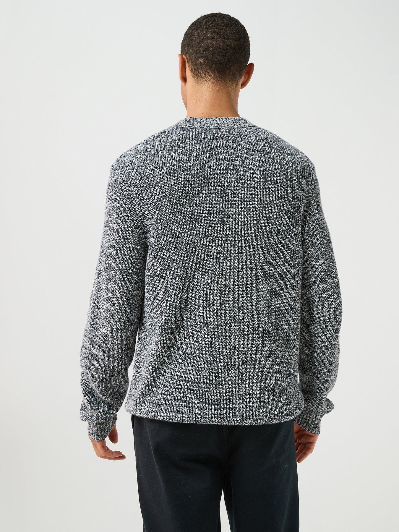 Image 2 of 6 of Lyle & Scott Mens Static Marl Textured Cotton Crew Neck Jumper - Grey