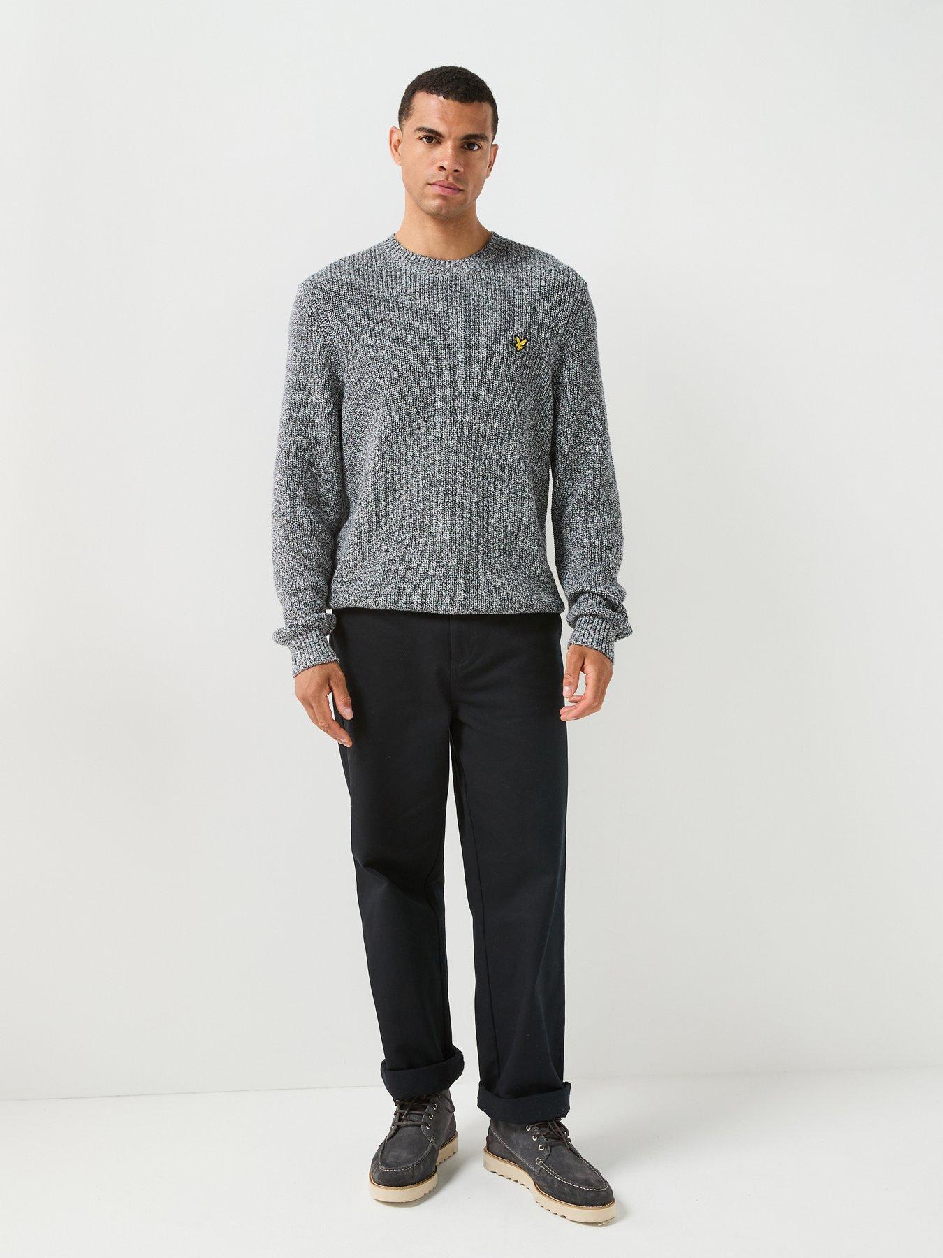 Image 3 of 6 of Lyle & Scott Mens Static Marl Textured Cotton Crew Neck Jumper - Grey
