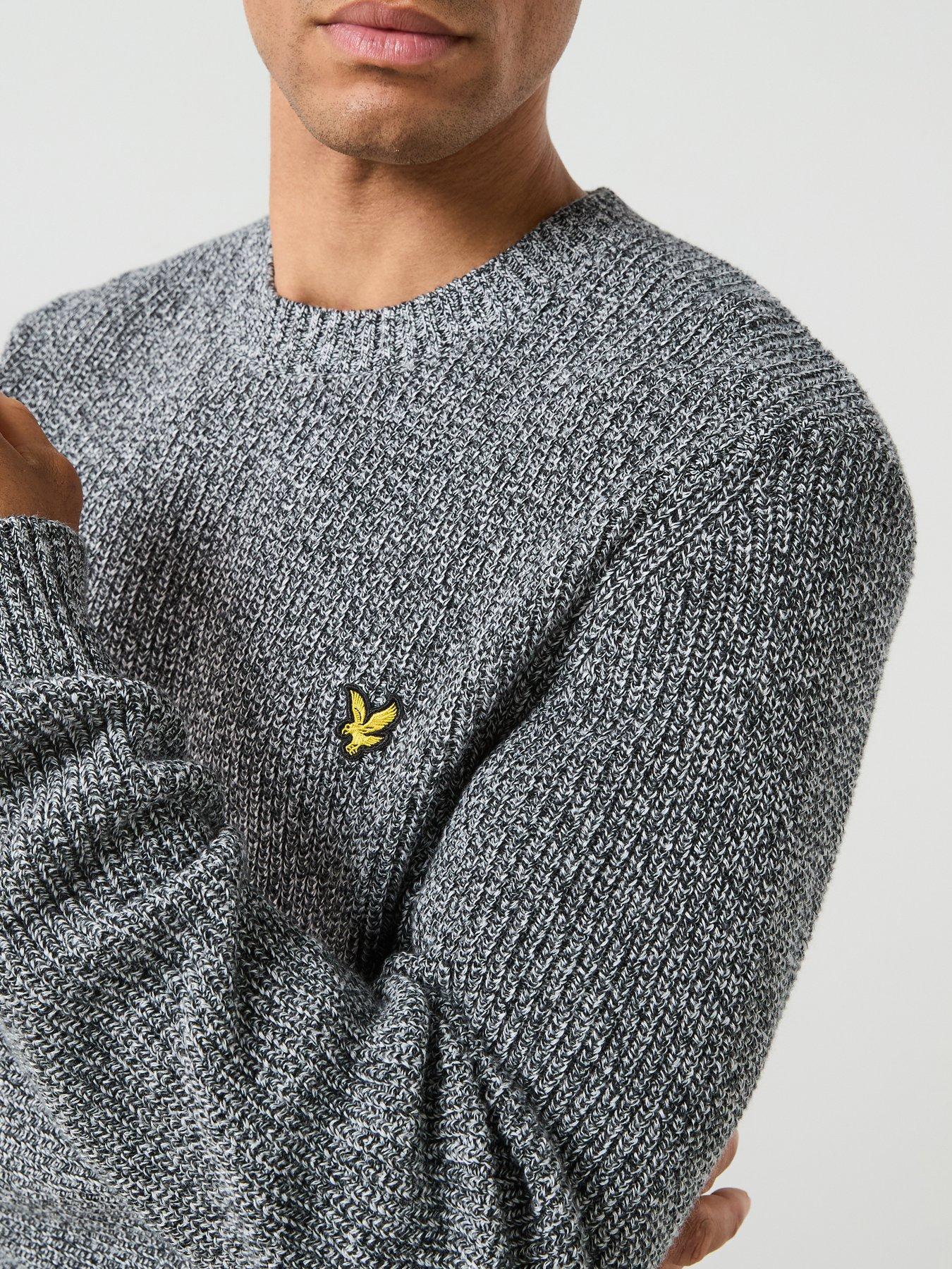 Image 4 of 6 of Lyle & Scott Mens Static Marl Textured Cotton Crew Neck Jumper - Grey
