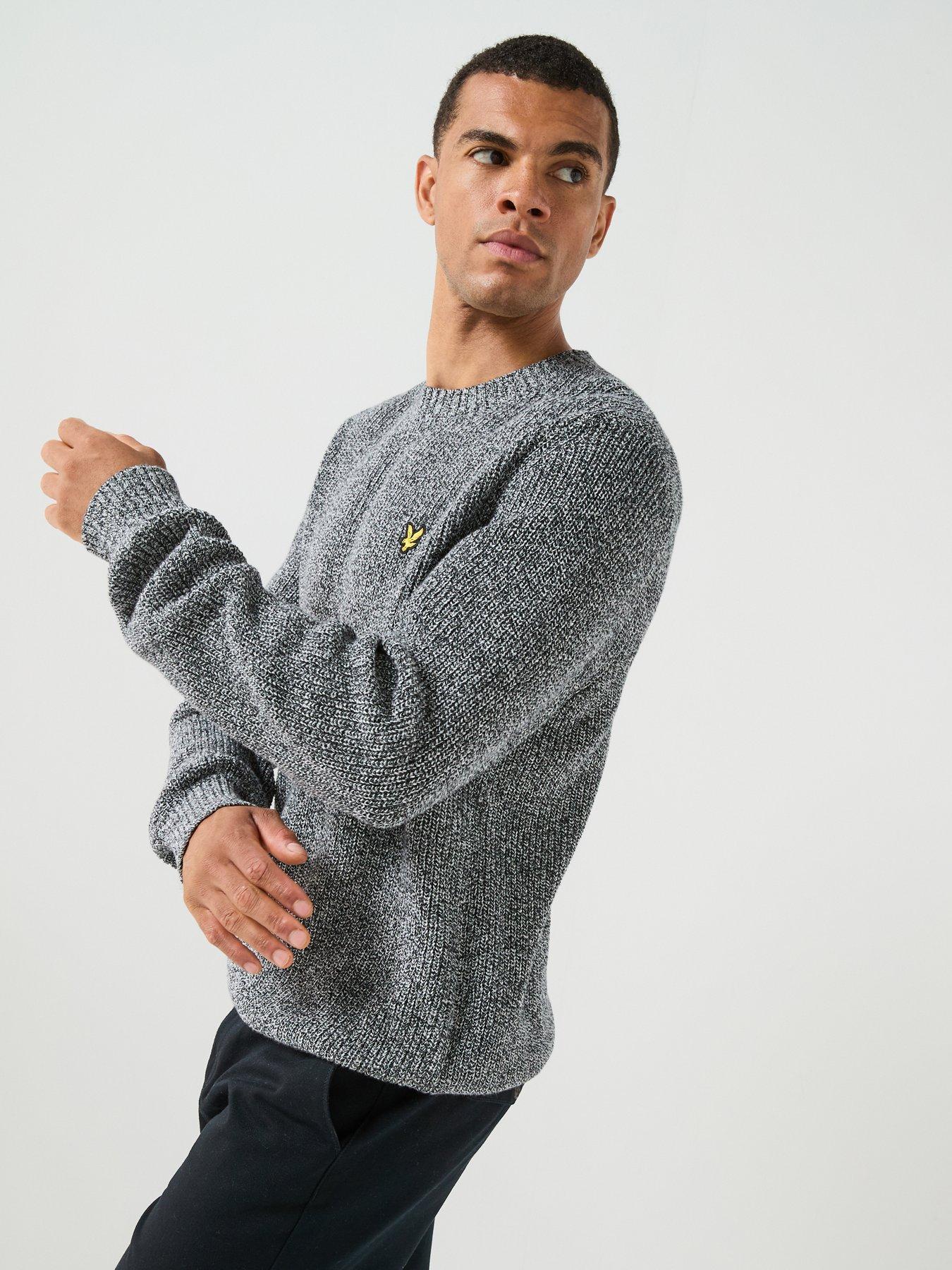 Image 5 of 6 of Lyle & Scott Mens Static Marl Textured Cotton Crew Neck Jumper - Grey