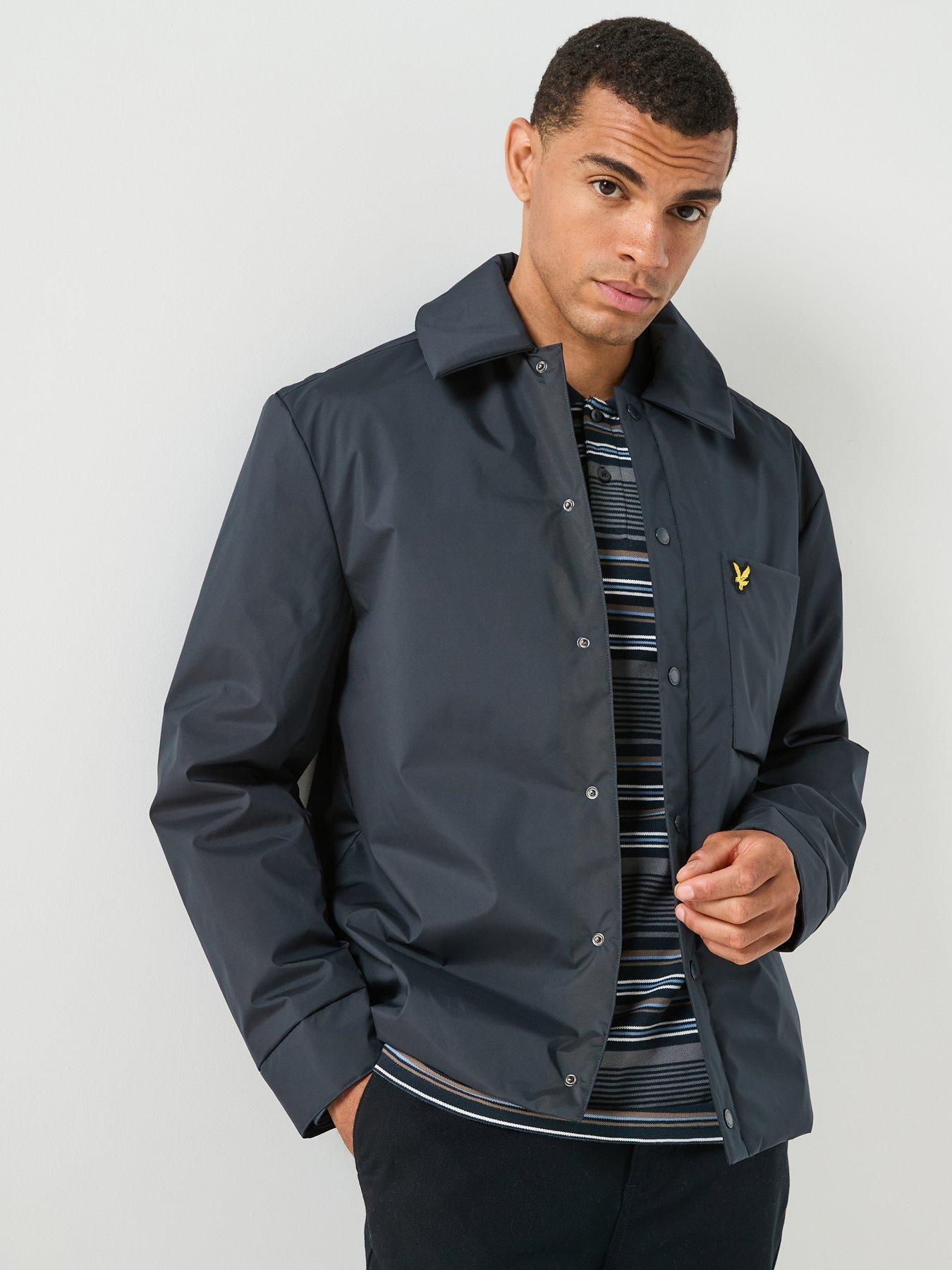 Image 1 of 6 of Lyle & Scott Mens Lightweight Wadded Button-Through Overshirt - Navy