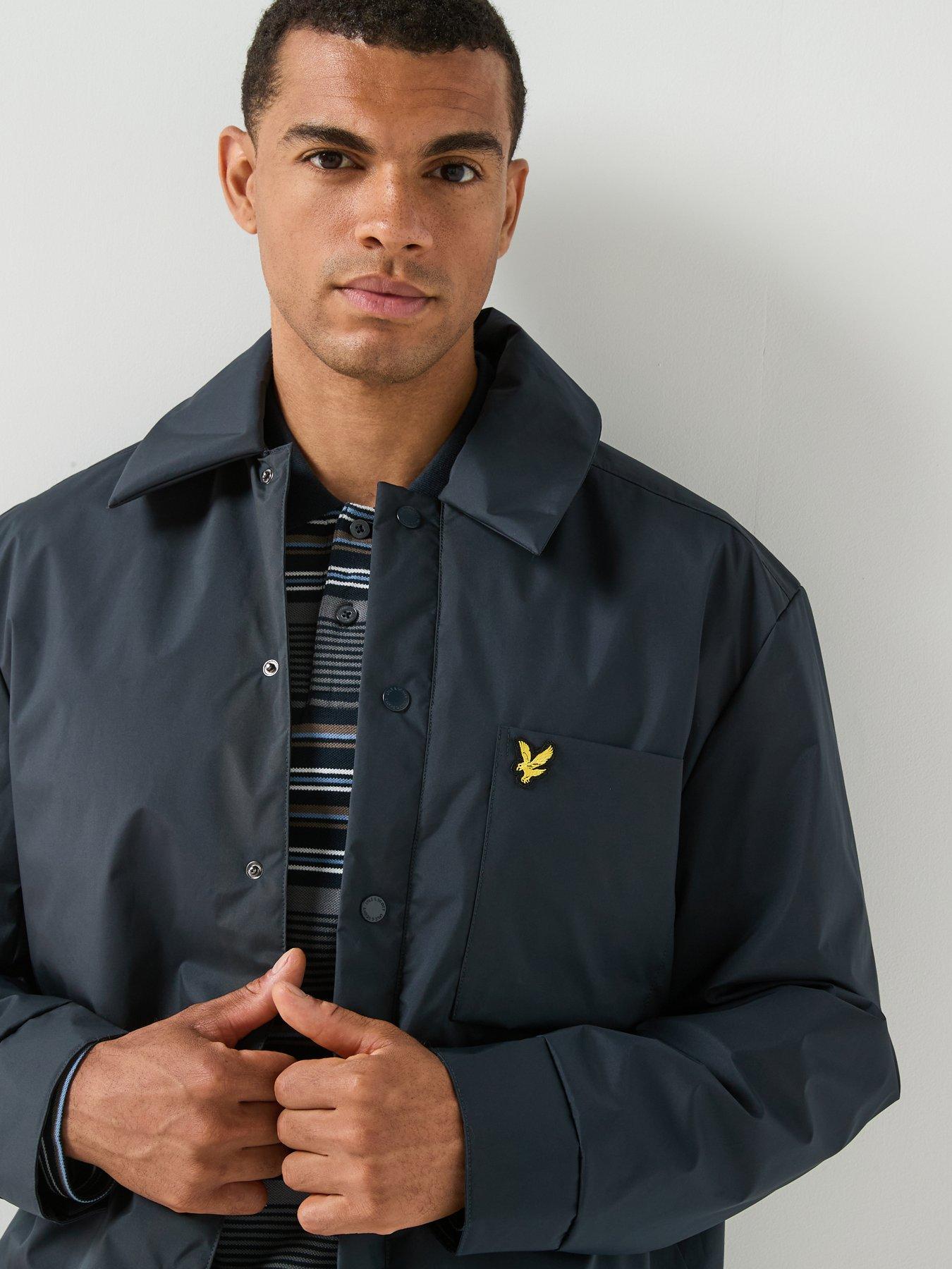 Image 4 of 6 of Lyle & Scott Mens Lightweight Wadded Button-Through Overshirt - Navy
