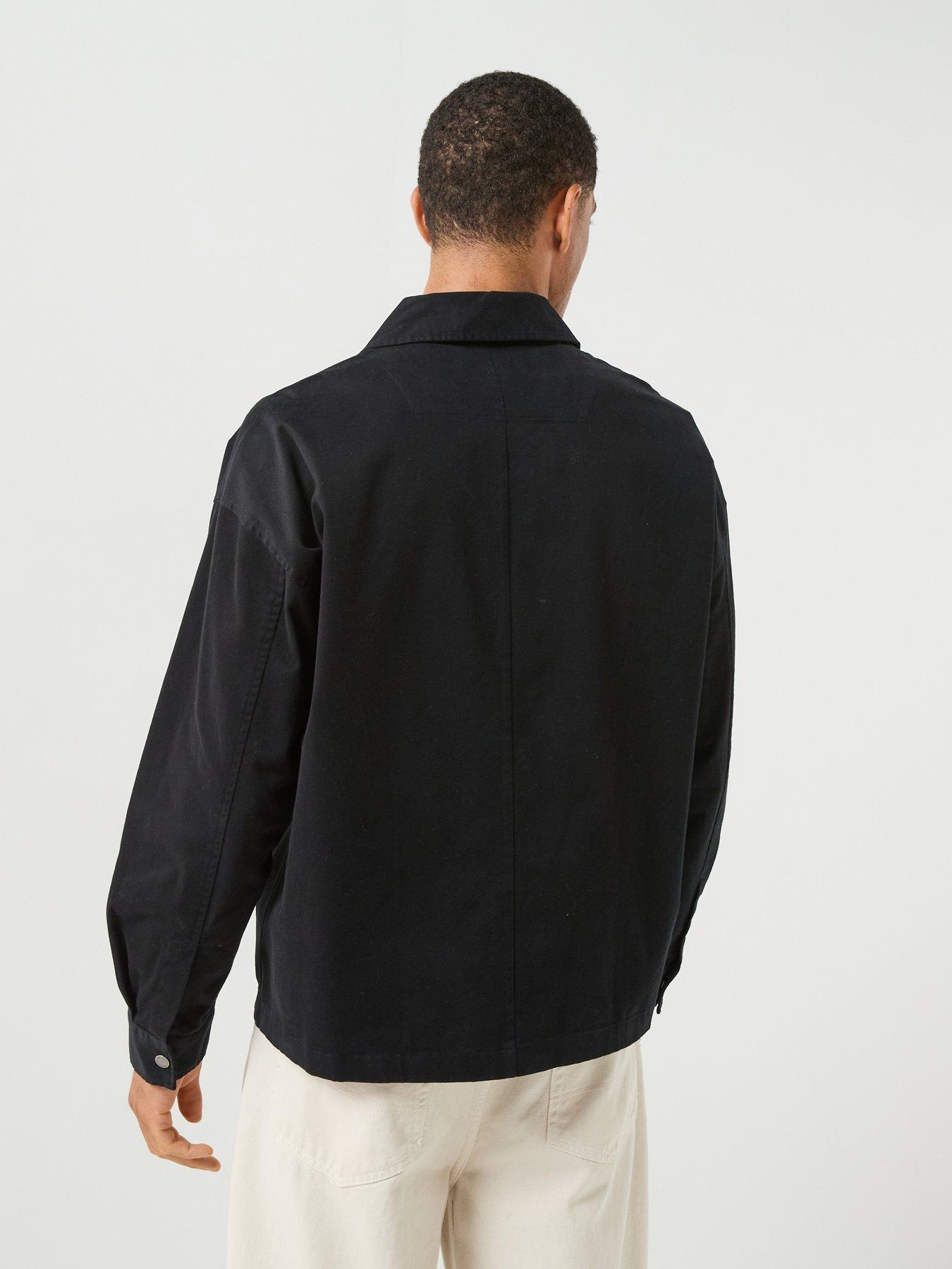 Image 2 of 6 of Lyle & Scott Mens Washed Loose Fit Press-Stud Overshirt - Black