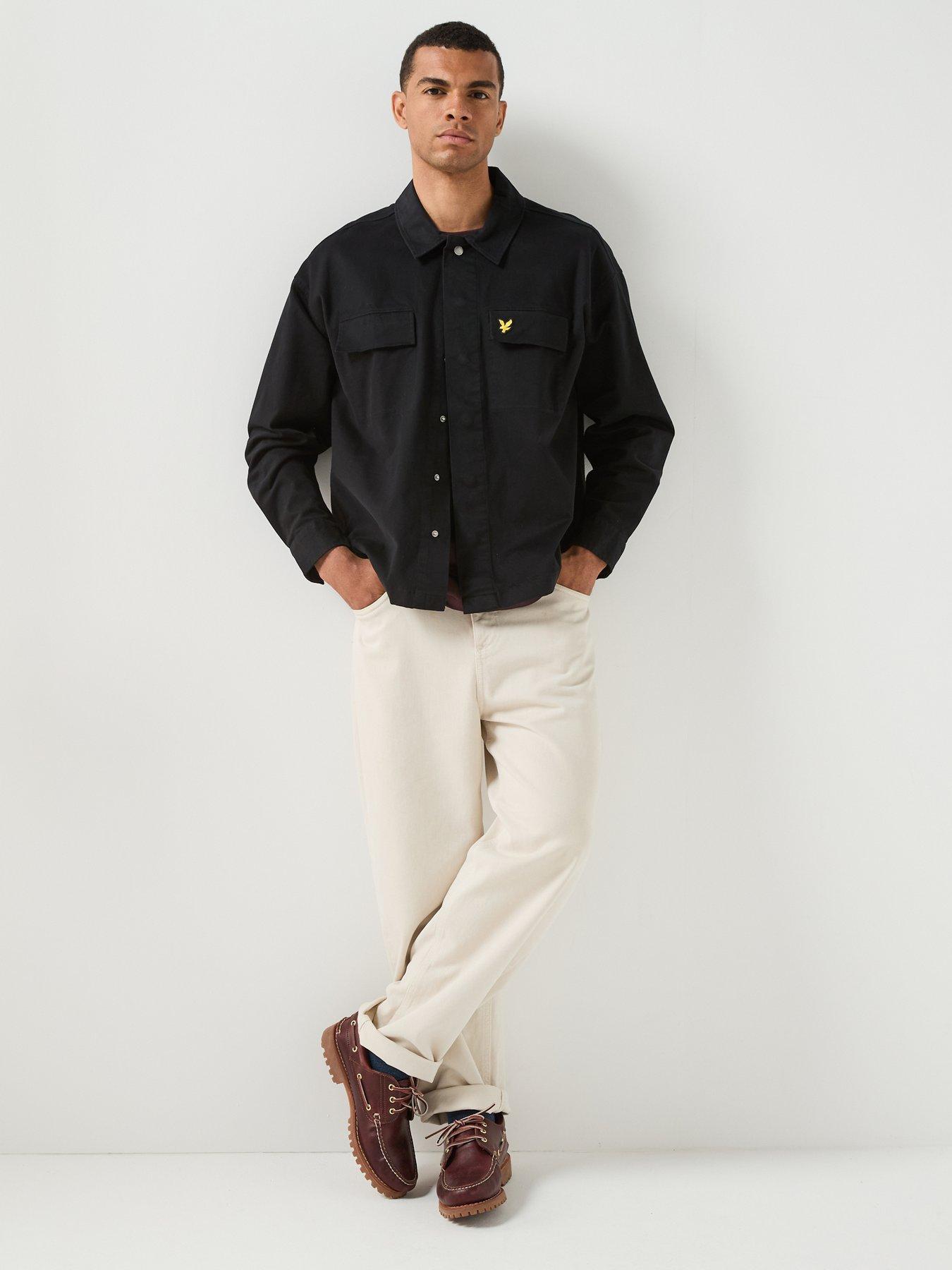 Image 3 of 6 of Lyle & Scott Mens Washed Loose Fit Press-Stud Overshirt - Black