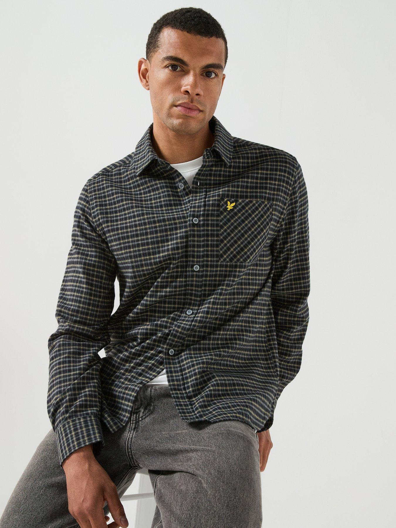 Image 1 of 6 of Lyle & Scott Mens Tartan Flannel Button Through Shirt - Black