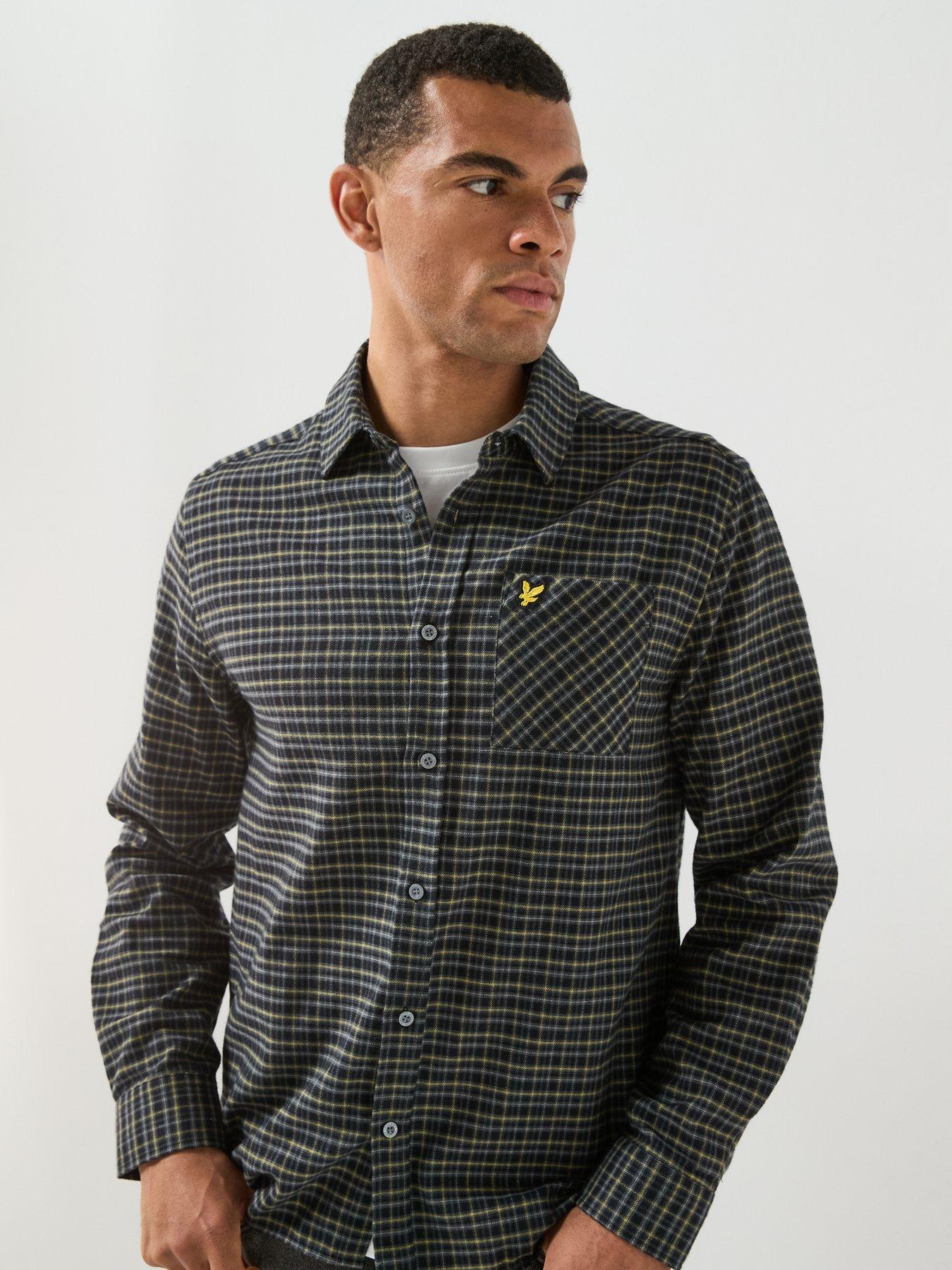 Image 4 of 6 of Lyle & Scott Mens Tartan Flannel Button Through Shirt - Black