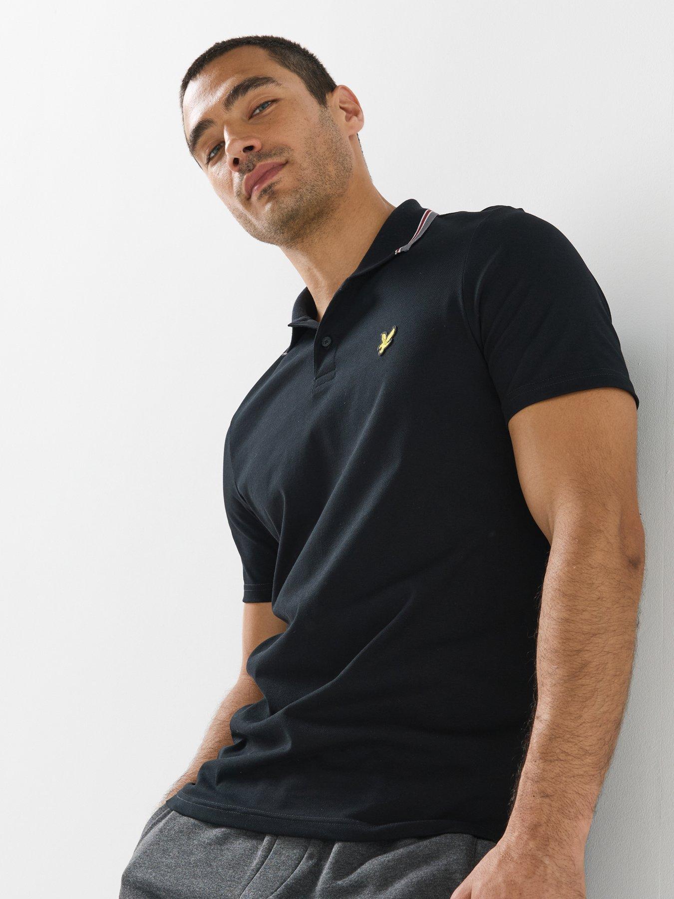 Image 1 of 4 of Lyle & Scott Track Tipped Polo Shirt - Black