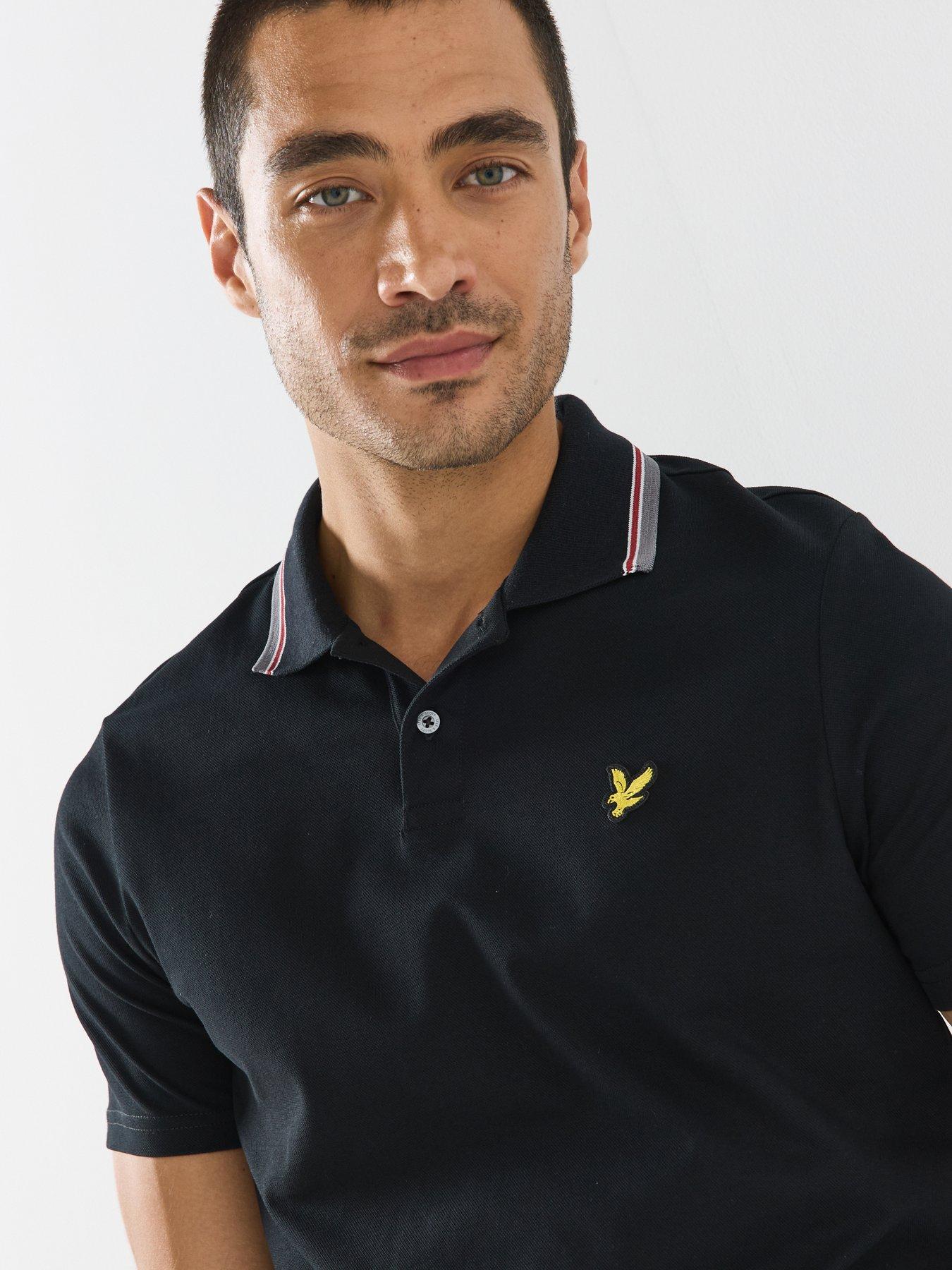 Image 4 of 4 of Lyle & Scott Track Tipped Polo Shirt - Black