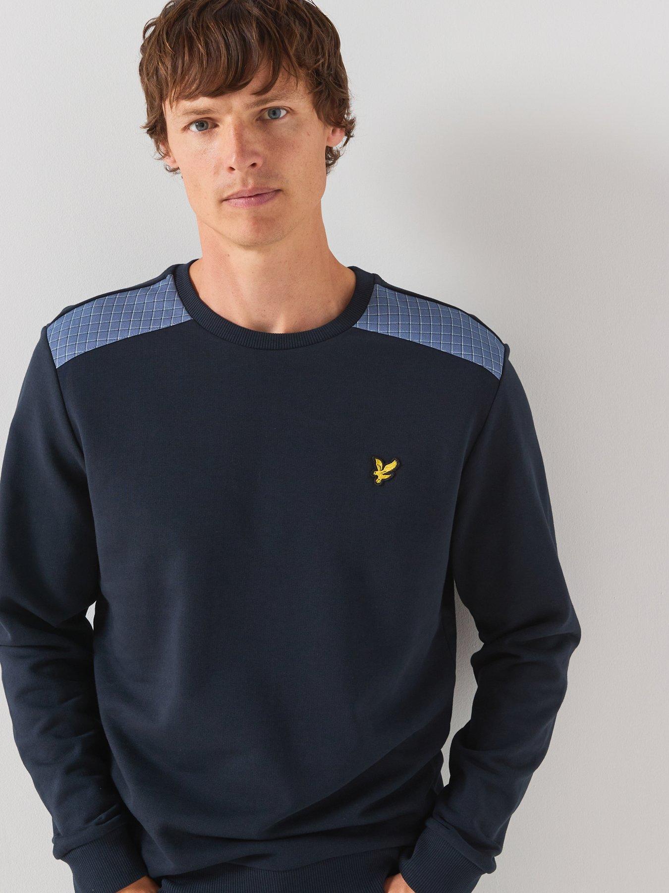 Lyle & Scott Lyle  &  Scott Check Panelled Crew Sweatshirt - Navy
