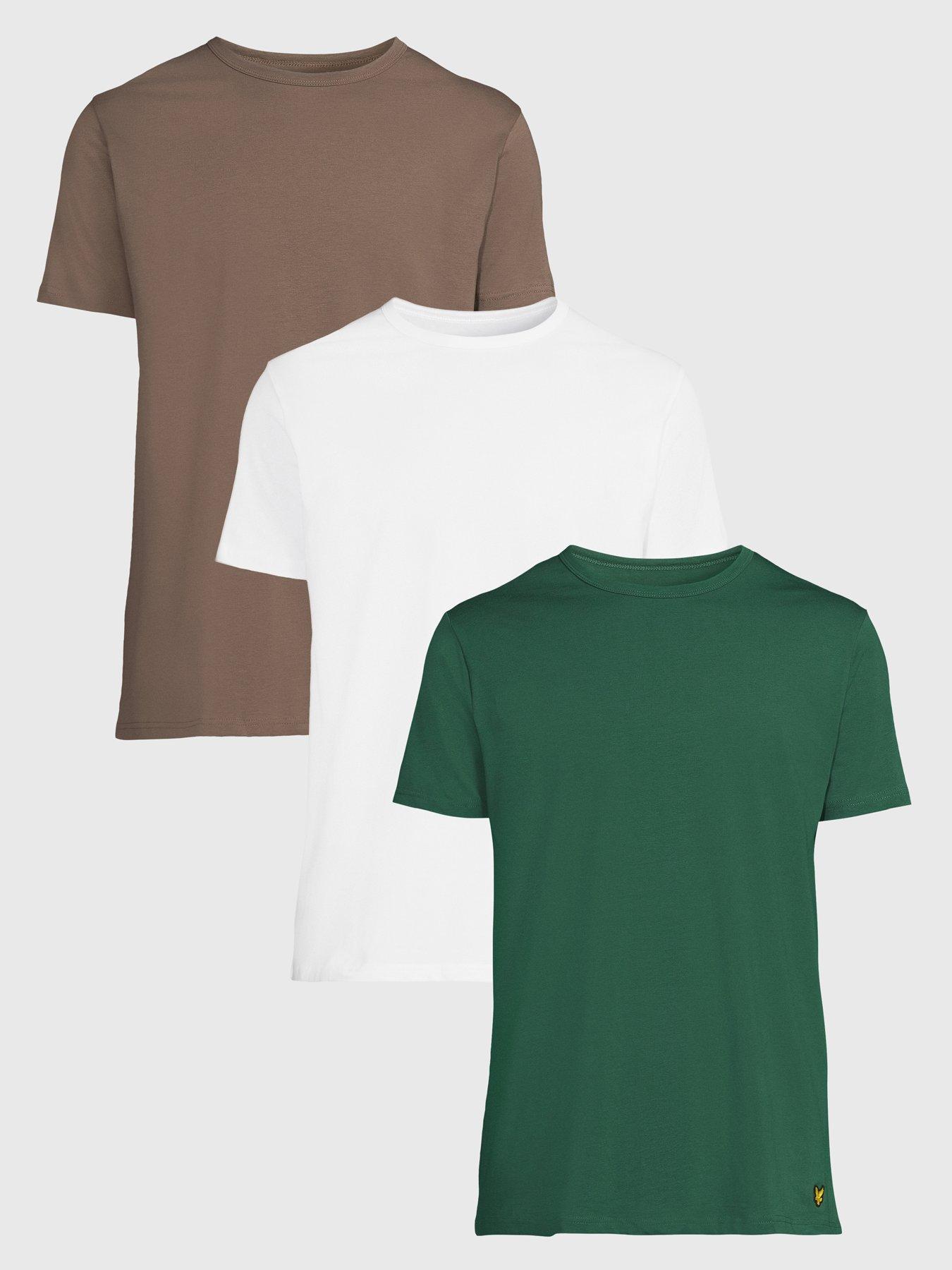 Image 1 of 5 of Lyle & Scott Mens Basic 3 Pack Stretch Cotton T-Shirts - Green