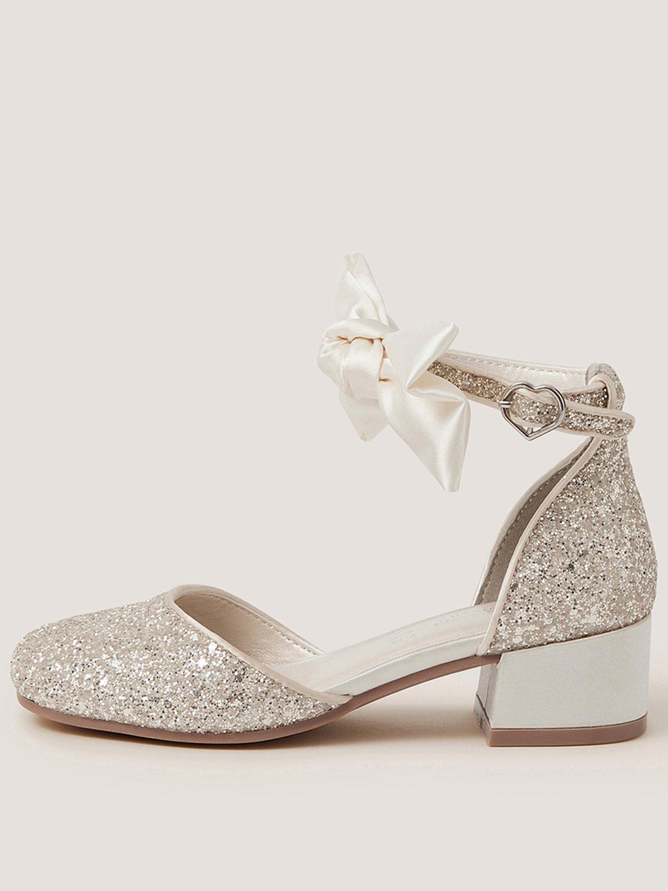 Monsoon Sara Bow Glitter Two-Part Heels - Ivory
