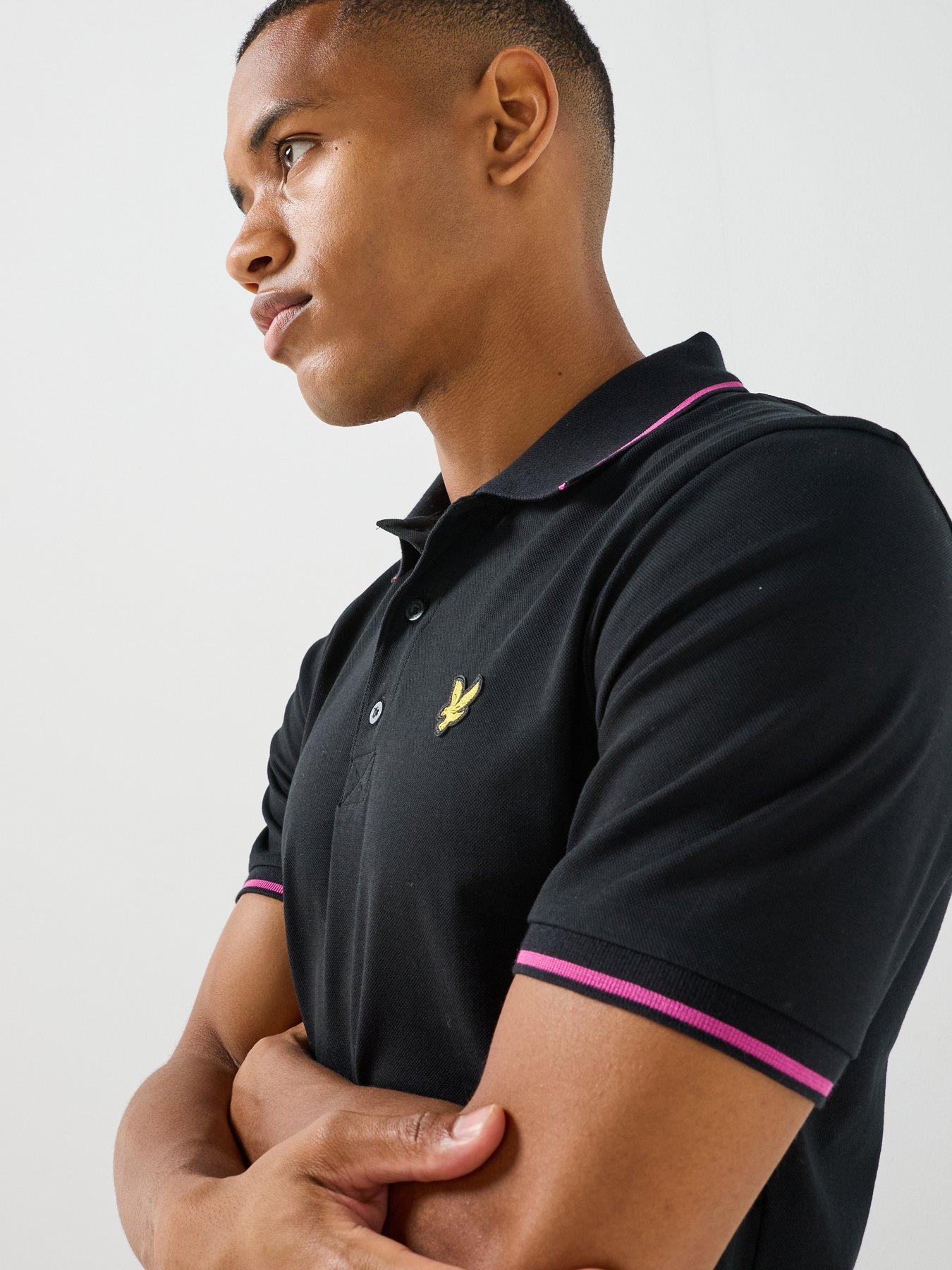 Image 5 of 6 of Lyle & Scott Men's Tipped Polo Shirt with Eagle Logo Detail - Black