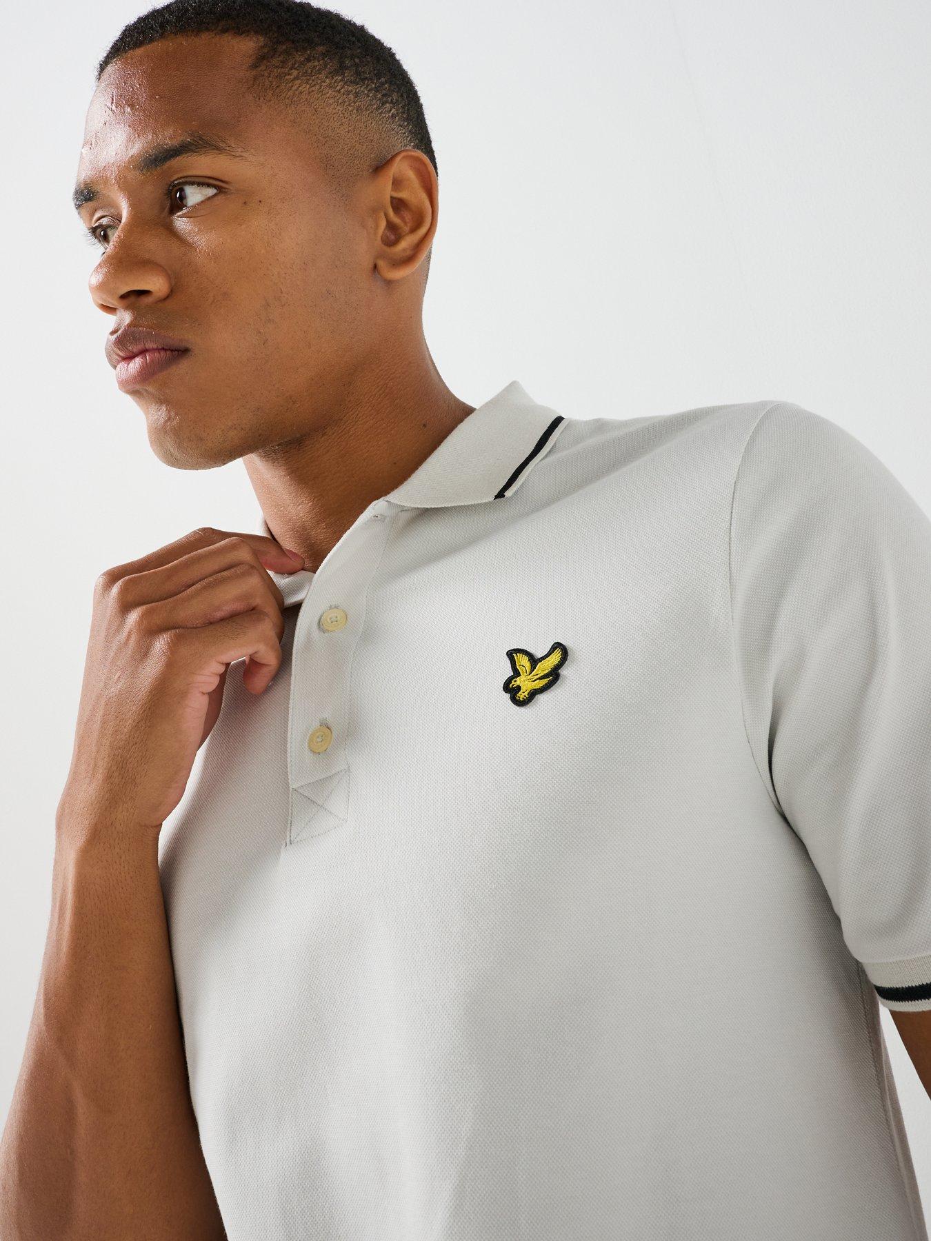 Image 4 of 5 of Lyle & Scott Men's Tipped Polo Shirt with Eagle Logo Detail - White