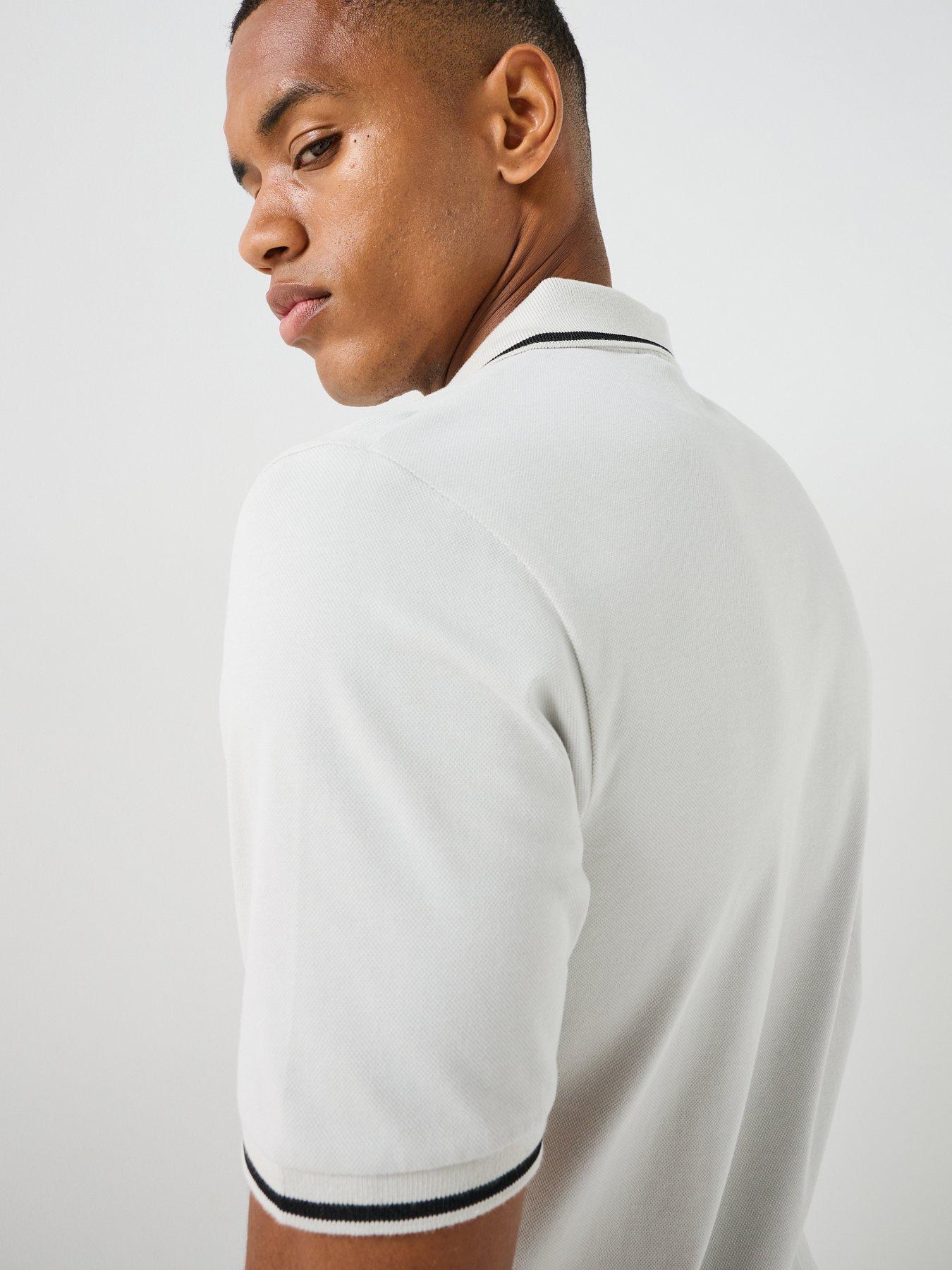 Image 5 of 5 of Lyle & Scott Men's Tipped Polo Shirt with Eagle Logo Detail - White