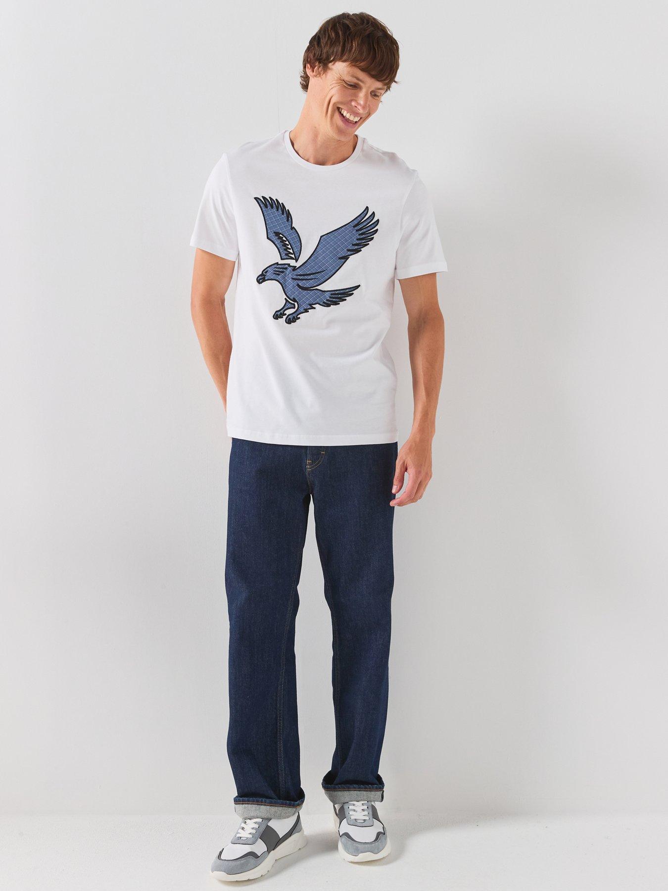 Image 3 of 6 of Lyle & Scott Check Eagle T-Shirt - White