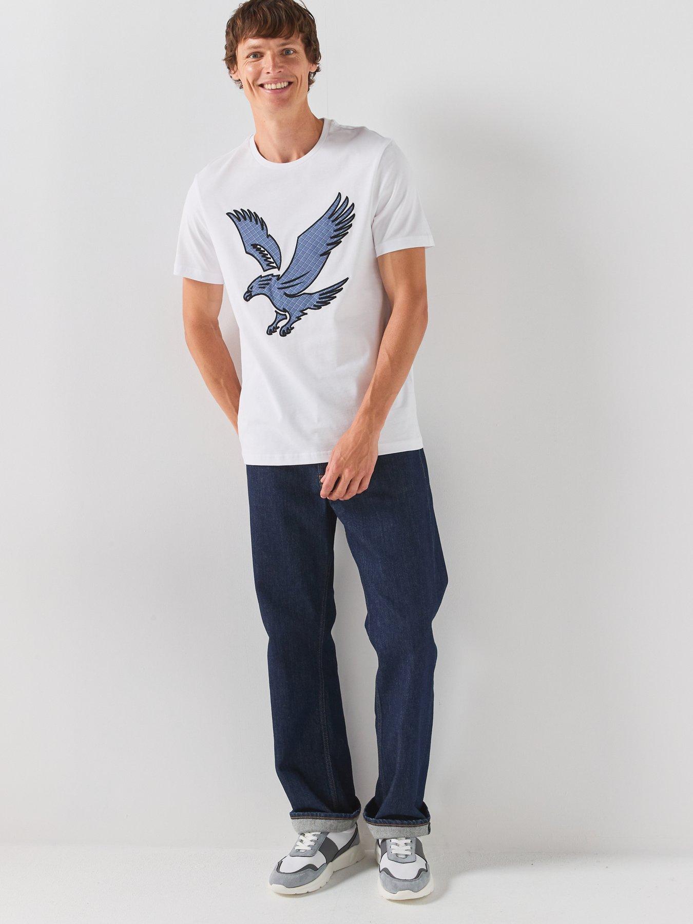 Image 6 of 6 of Lyle & Scott Check Eagle T-Shirt - White