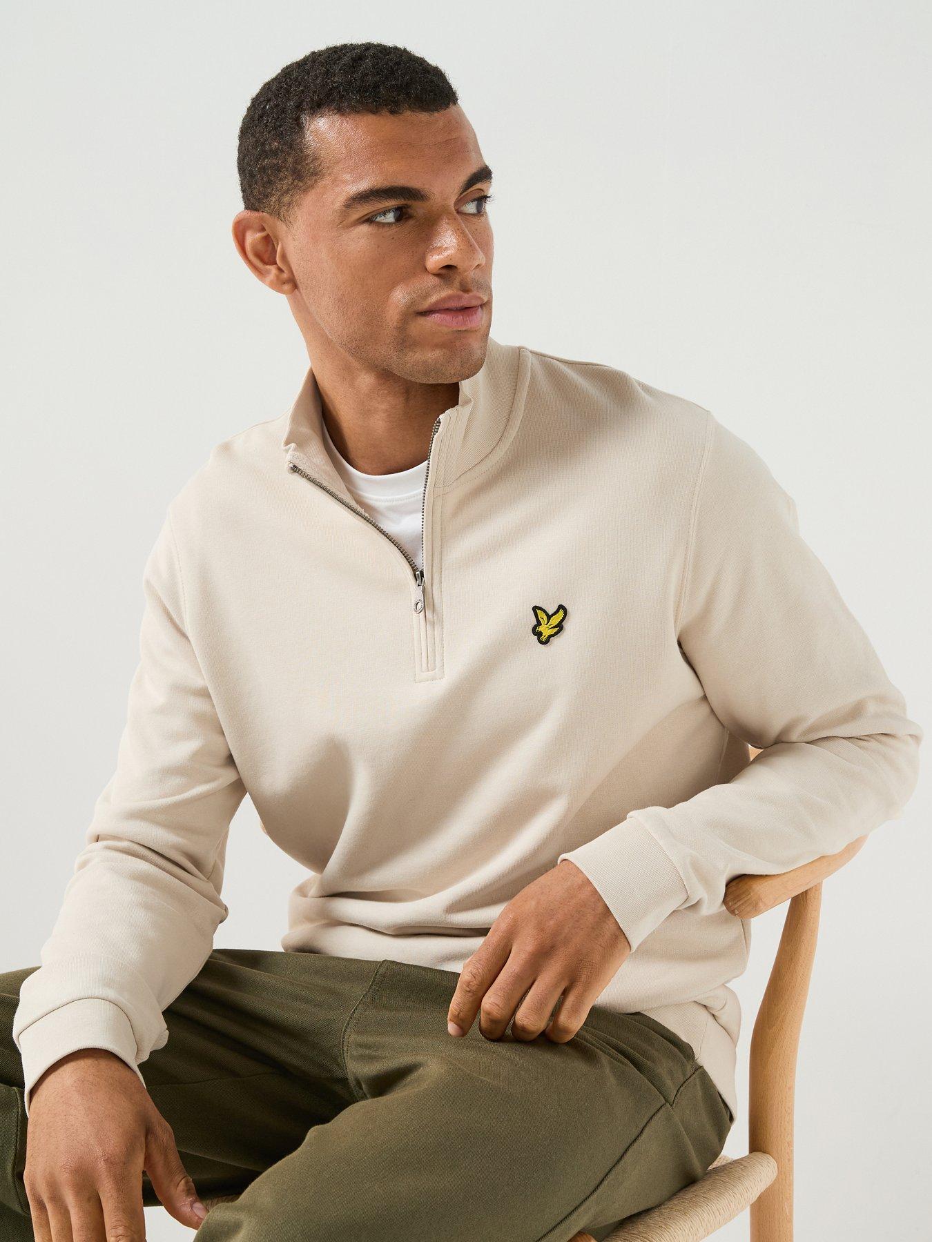 Lyle & Scott Lyle  &  Scott Loopback 1/4 Zip Sweatshirt - Cream