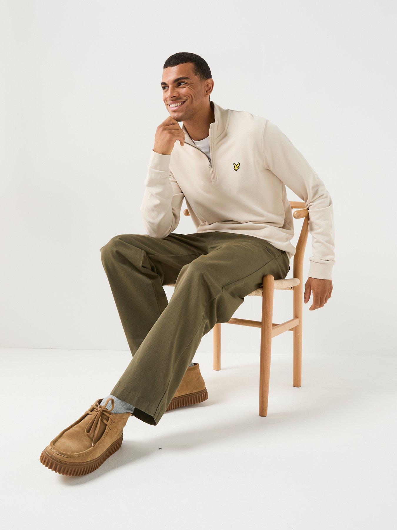 Image 6 of 6 of Lyle & Scott Cotton Loopback 1/4 Zip Sweatshirt - Cove