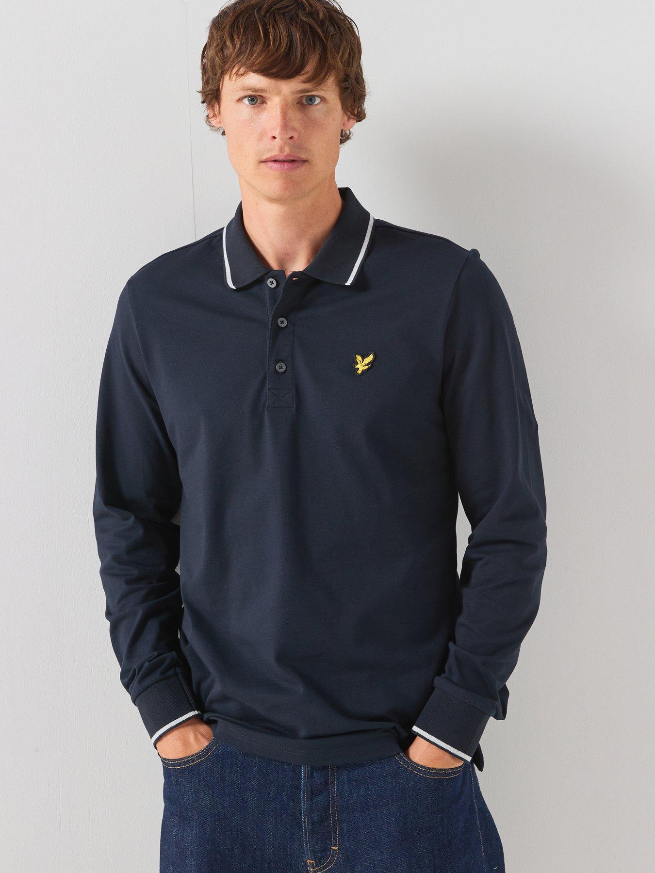 Lyle & Scott Lyle  &  Scott Tipped Long Sleeve Polo Shirt - White