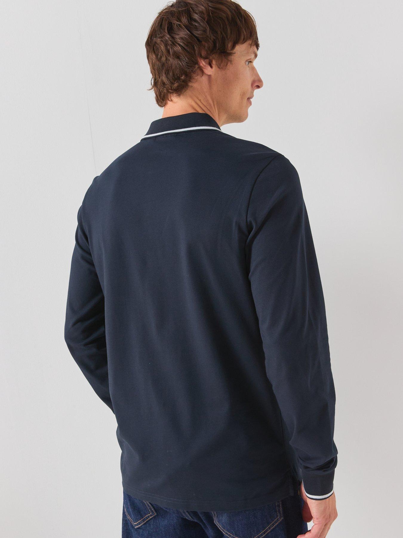 Image 2 of 6 of Lyle & Scott Lyle &amp; Scott Tipped Long Sleeve Polo Shirt - White