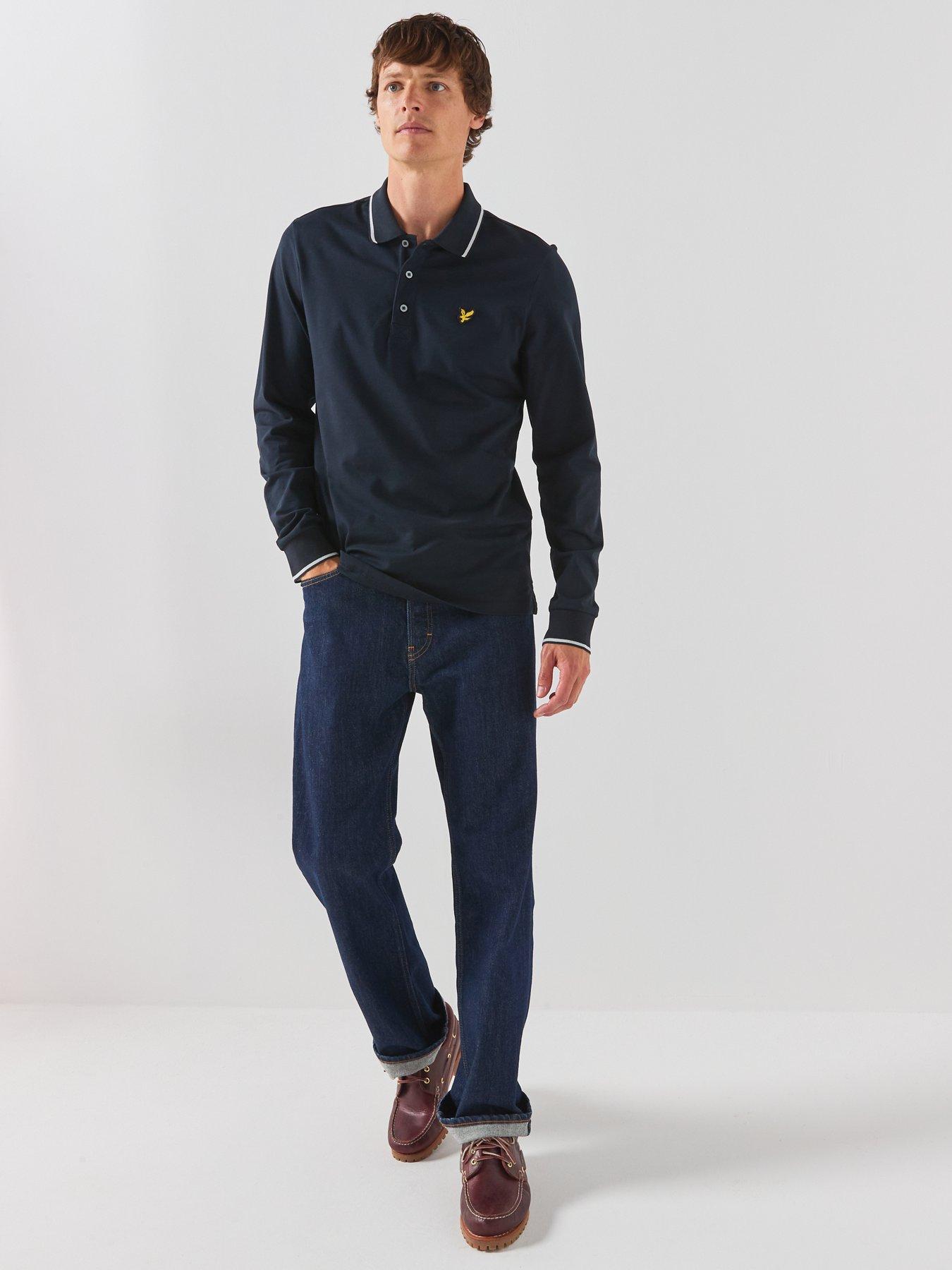 Image 3 of 6 of Lyle & Scott Lyle &amp; Scott Tipped Long Sleeve Polo Shirt - White