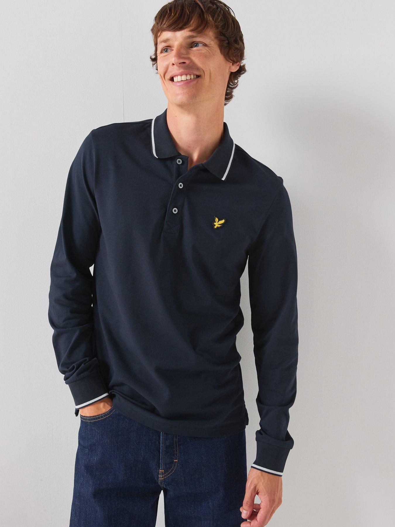 Image 5 of 6 of Lyle & Scott Lyle &amp; Scott Tipped Long Sleeve Polo Shirt - White