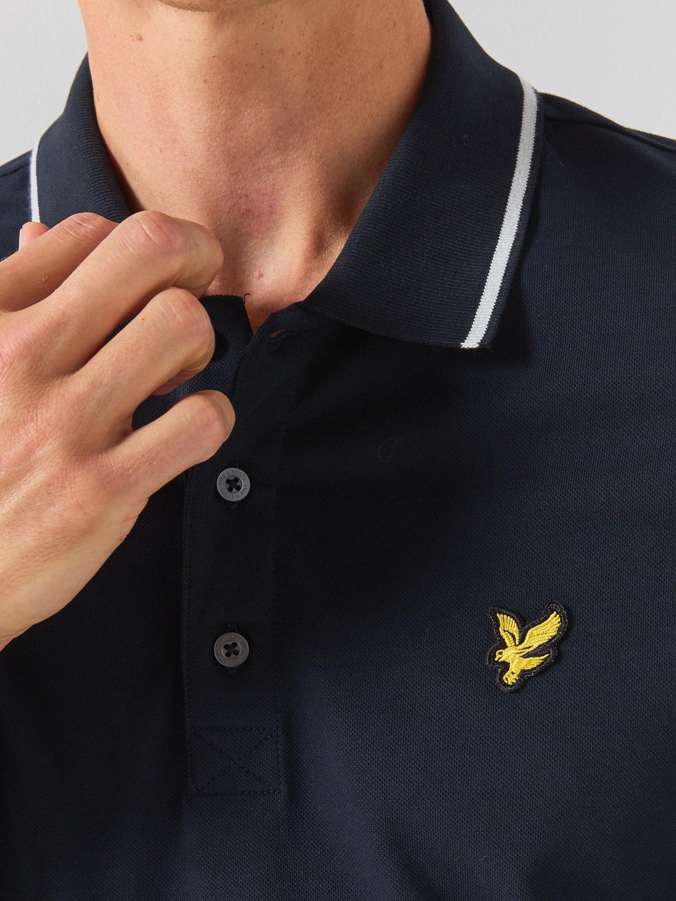Image 6 of 6 of Lyle & Scott Lyle &amp; Scott Tipped Long Sleeve Polo Shirt - White