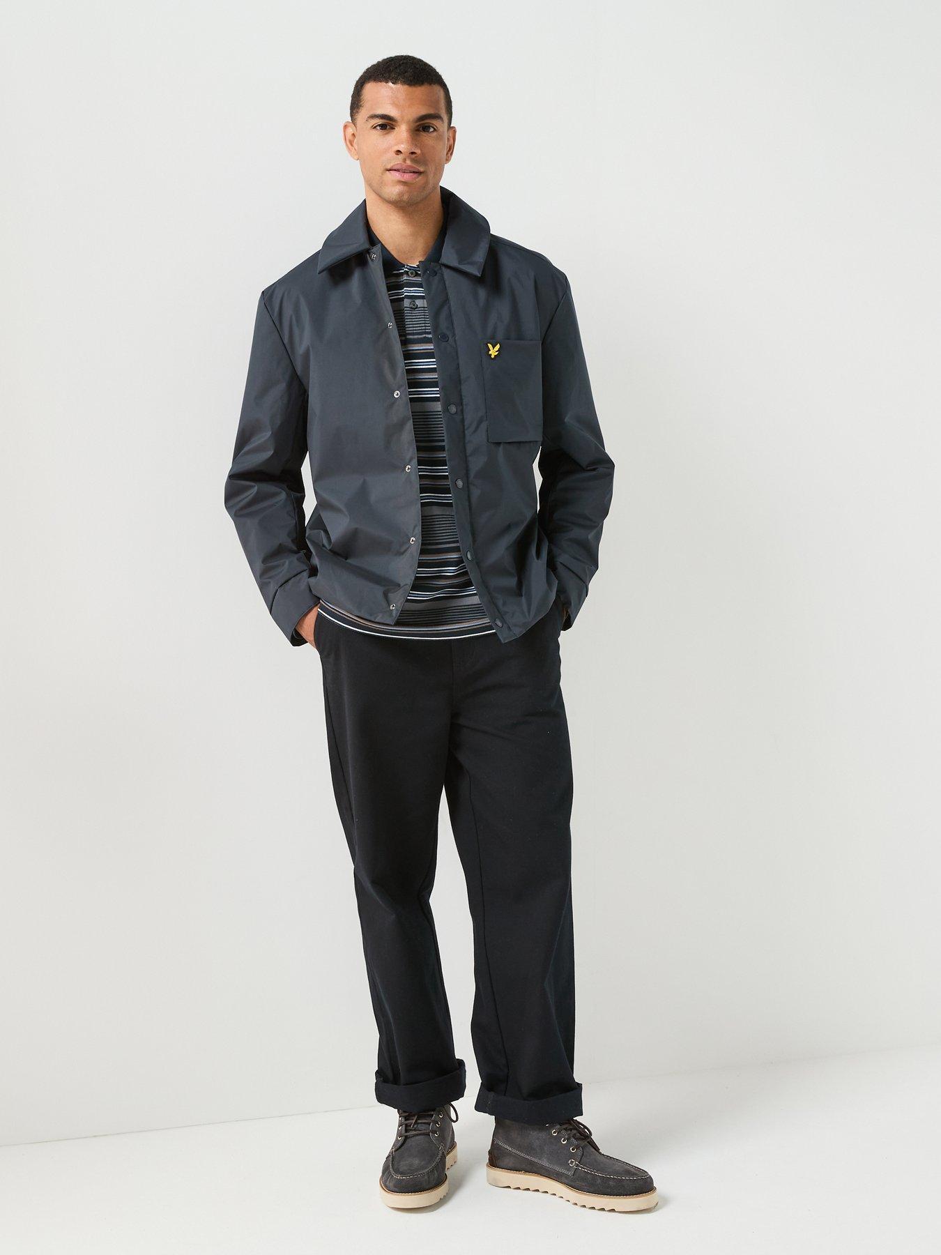 Image 6 of 6 of Lyle & Scott Lyle &amp; Scott Multi Stripe Long Sleeve Polo Shirt - Navy