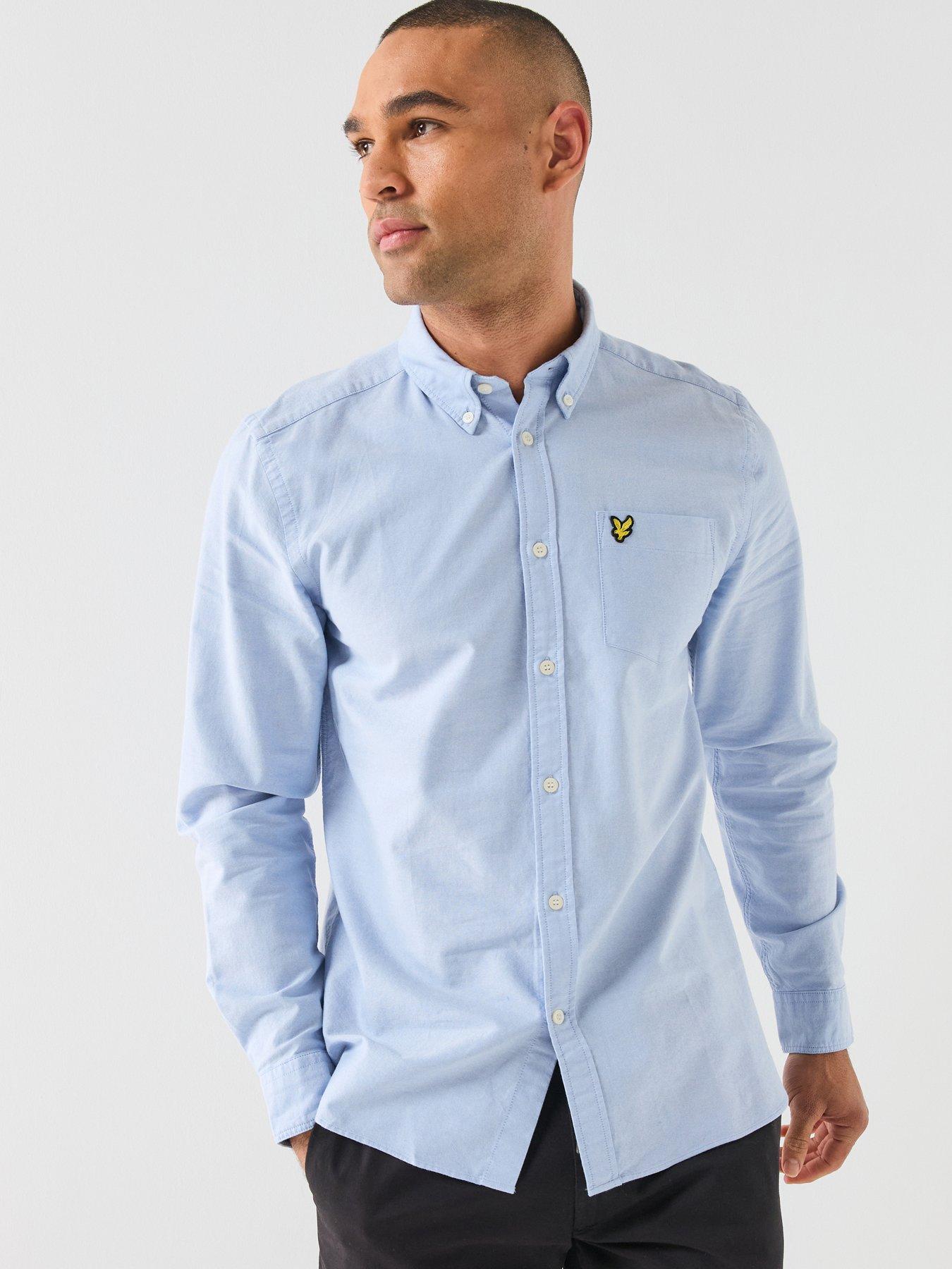 Image 1 of 6 of Lyle & Scott Mens Plain Button Down Oxford Shirt - Blue