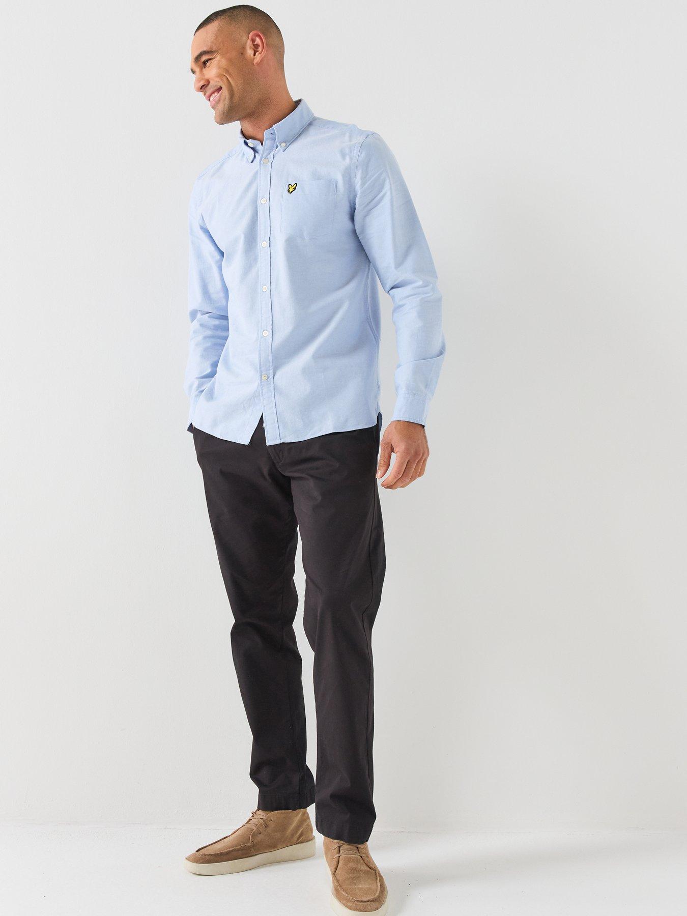 Image 3 of 6 of Lyle & Scott Mens Plain Button Down Oxford Shirt - Blue