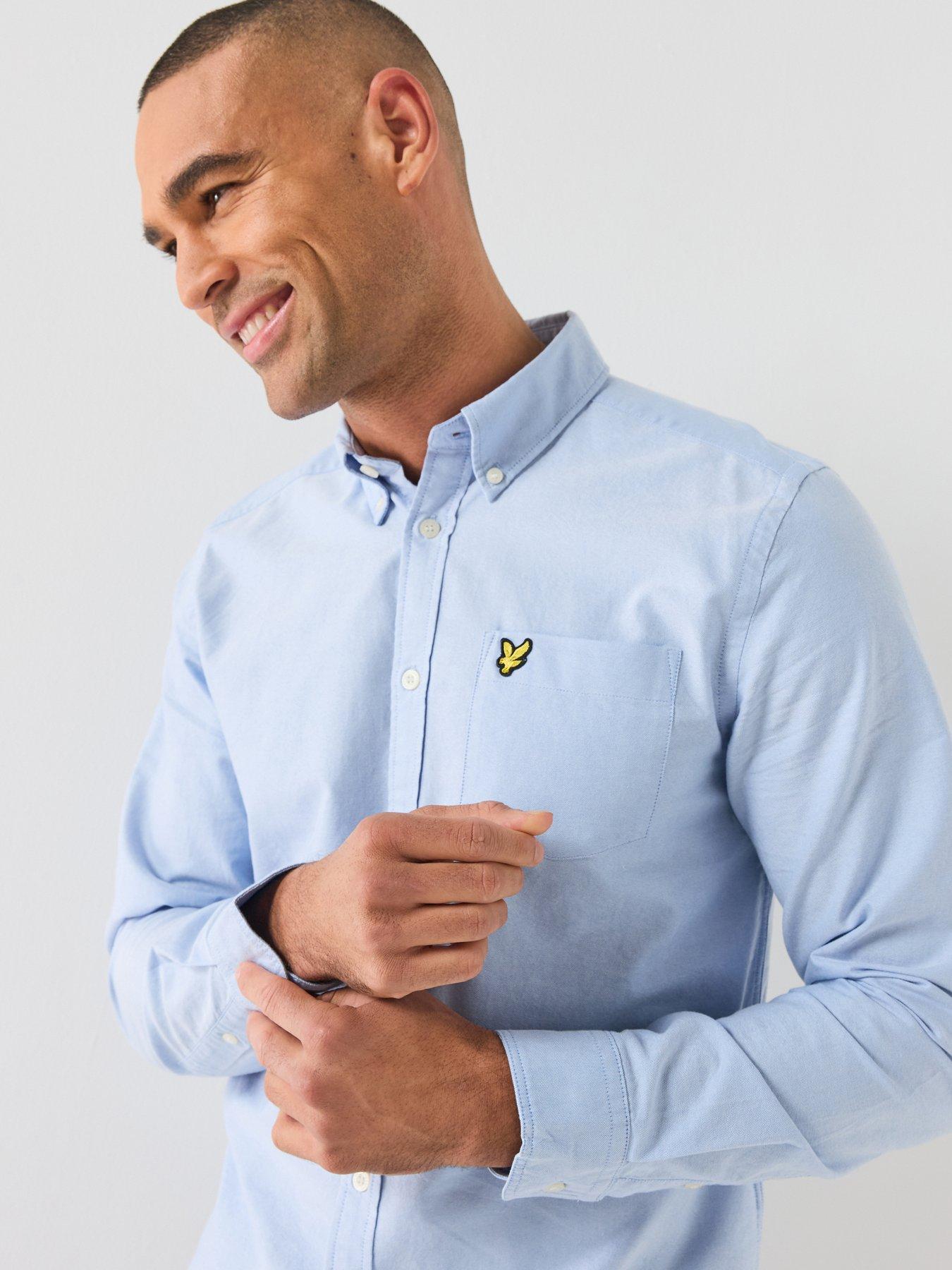 Image 4 of 6 of Lyle & Scott Mens Plain Button Down Oxford Shirt - Blue